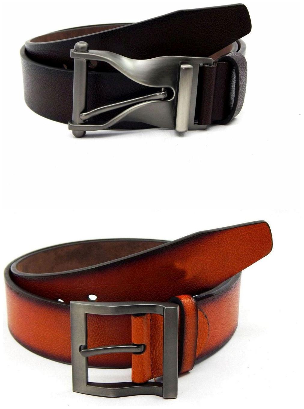 

Els Brown Tan Synthetic Leather Belts For Men