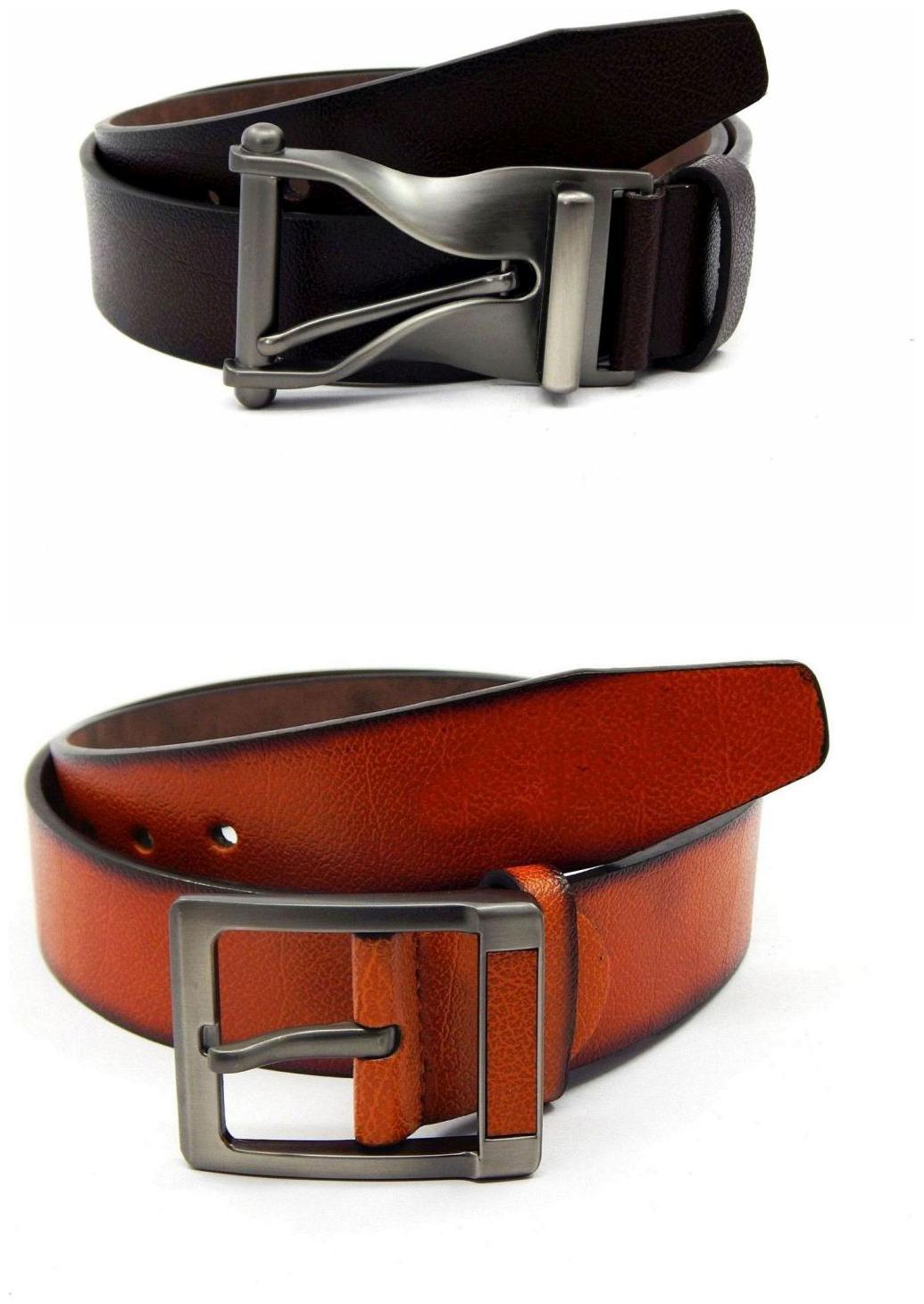 

Els Brown Tan Synthetic Leather Belts For Men