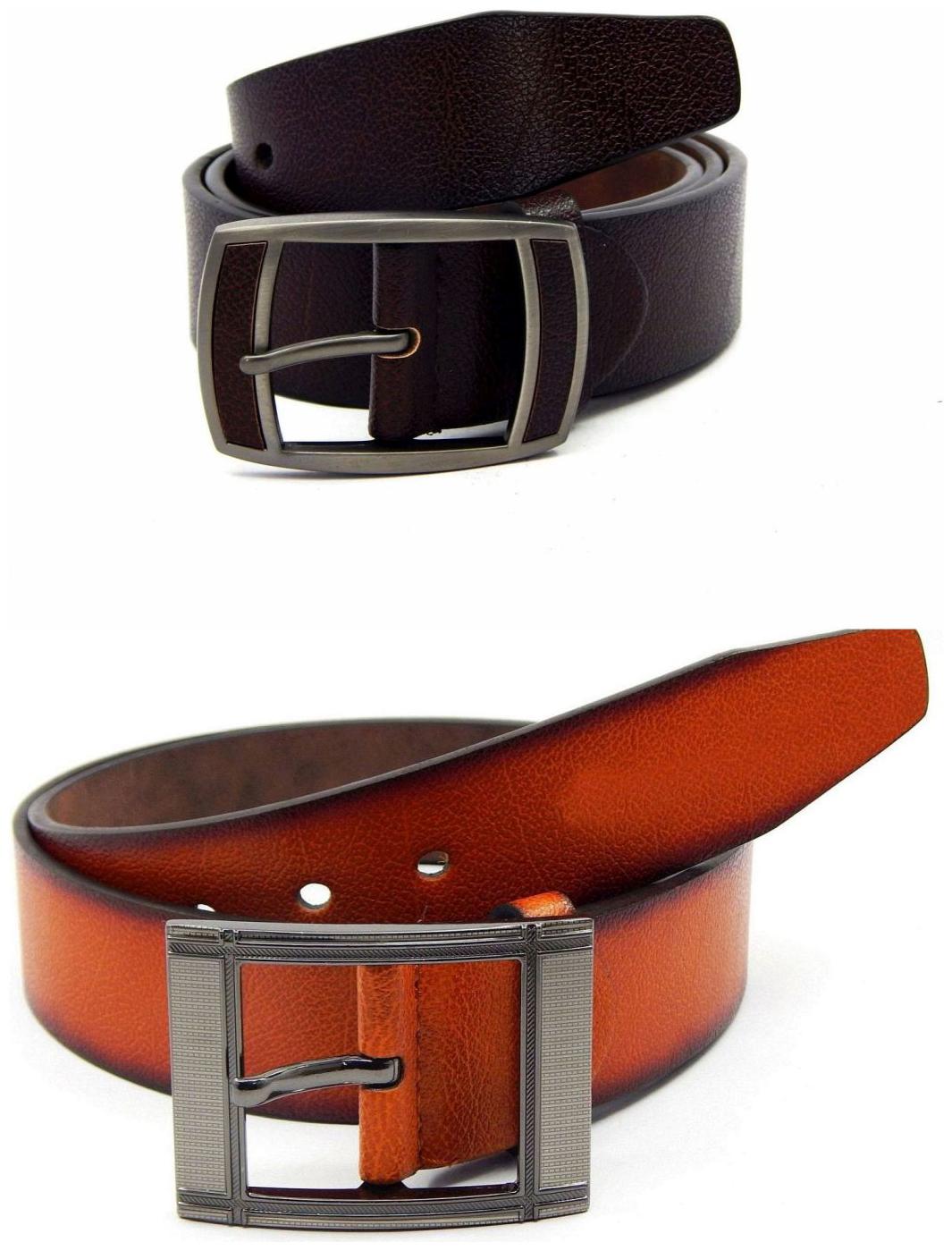 

Els Brown Tan Synthetic Leather Belts For Men
