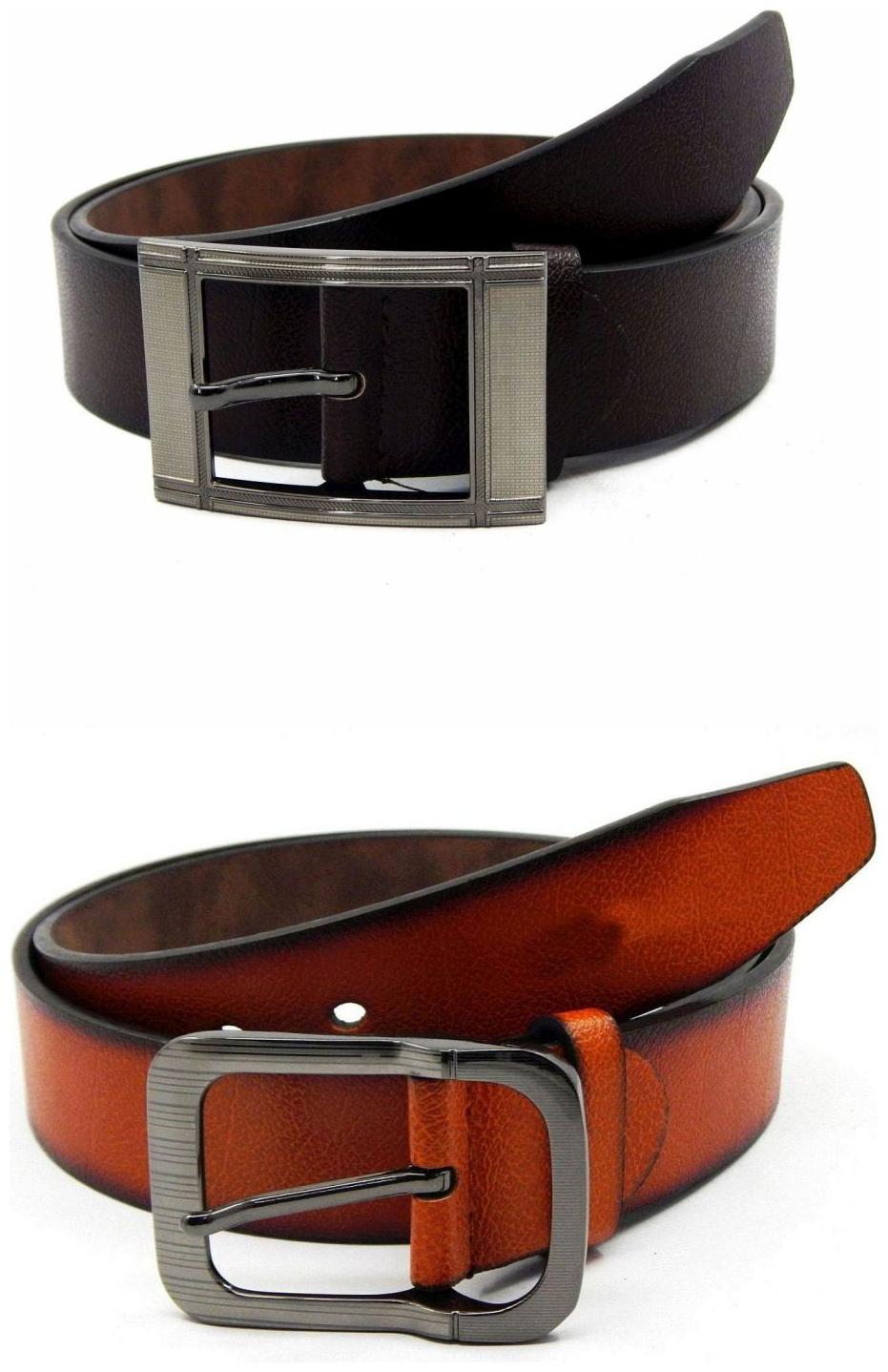 

Els Brown Tan Synthetic Leather Belts For Men