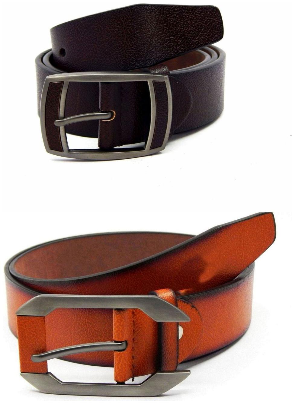 

Els Brown Tan Synthetic Leather Belts For Men