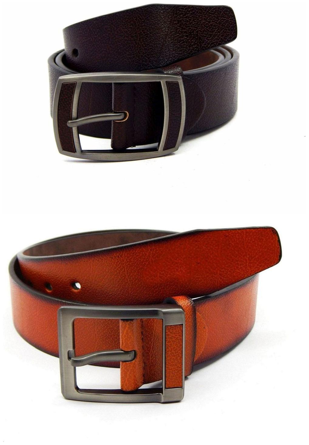 

Els Brown Tan Synthetic Leather Belts For Men