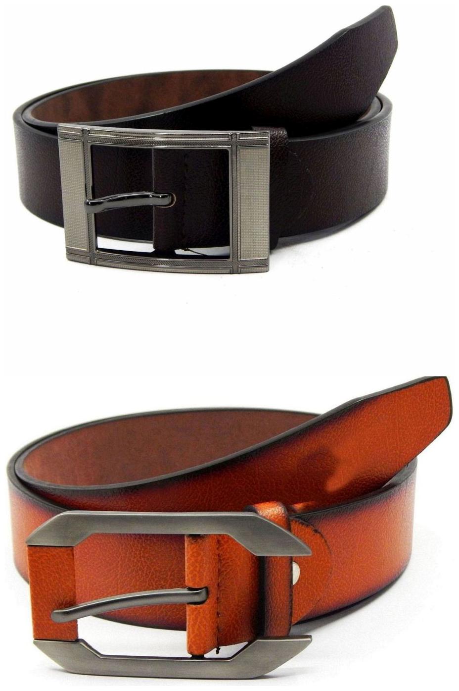 

Els Brown Tan Synthetic Leather Belts For Men