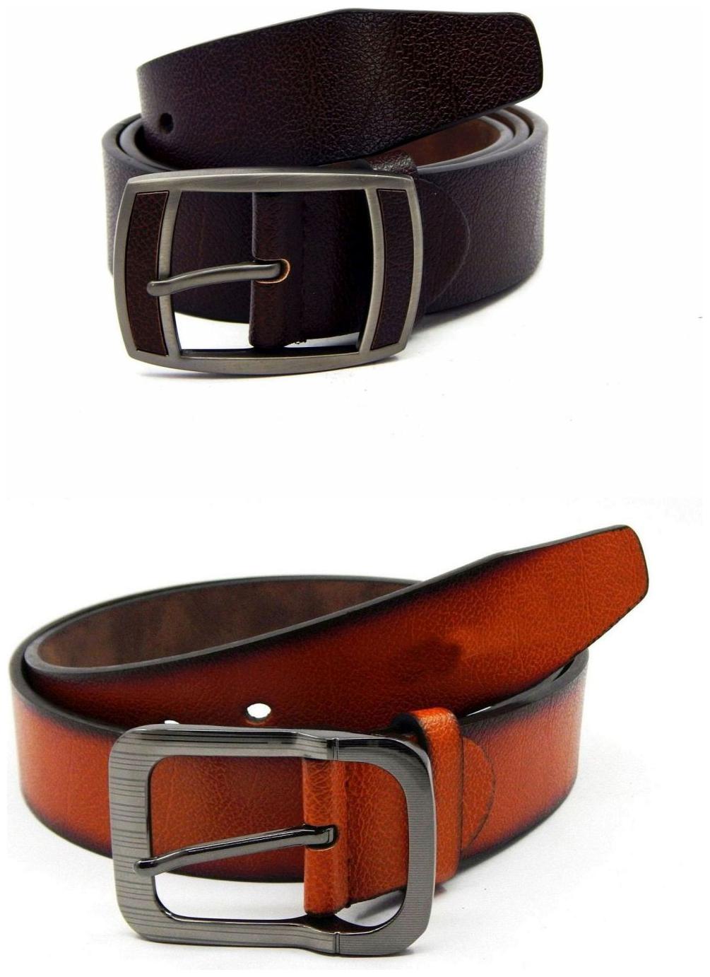 

Els Brown Tan Synthetic Leather Belts For Men