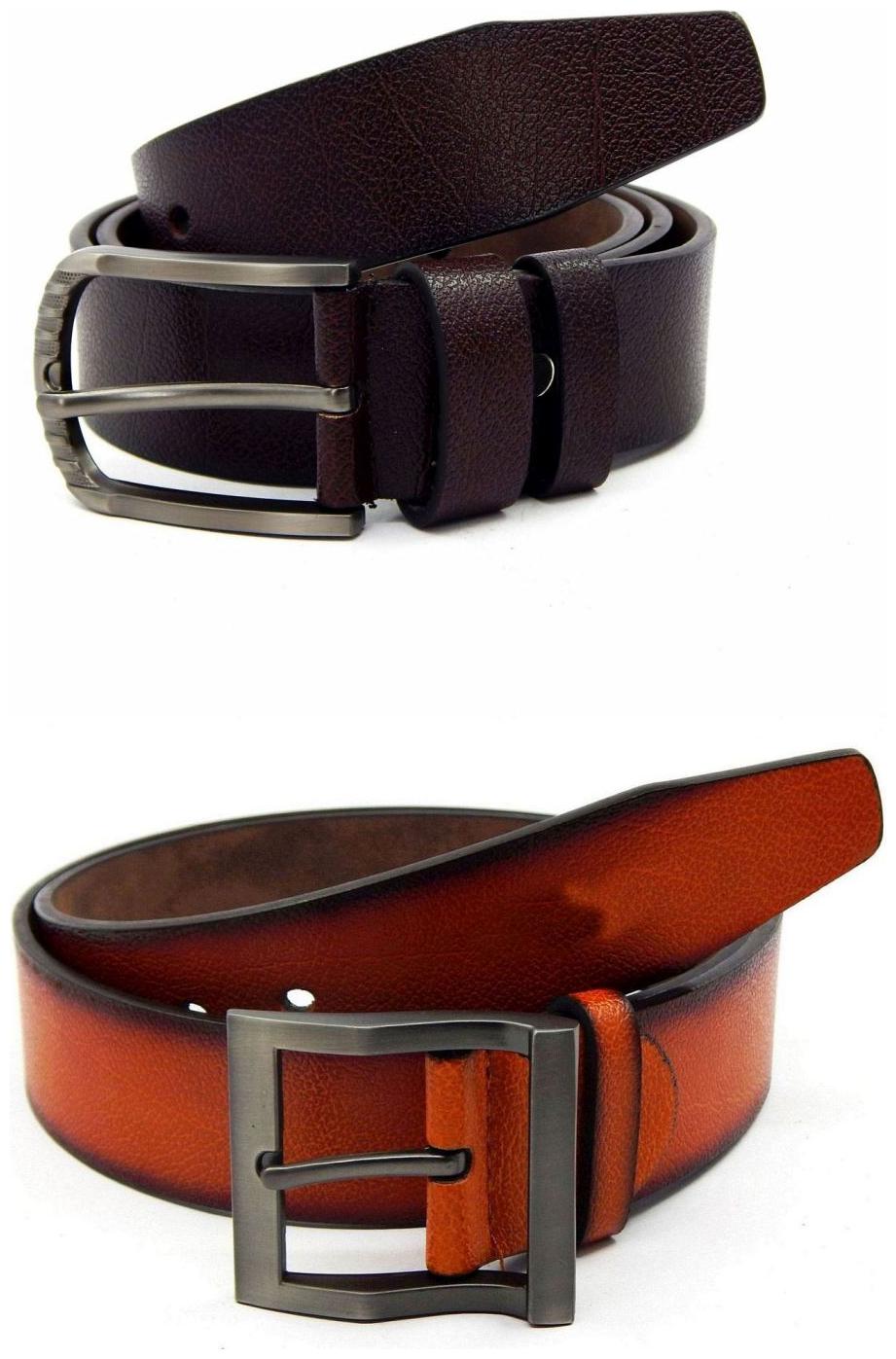 

Els Brown Tan Synthetic Leather Belts For Men