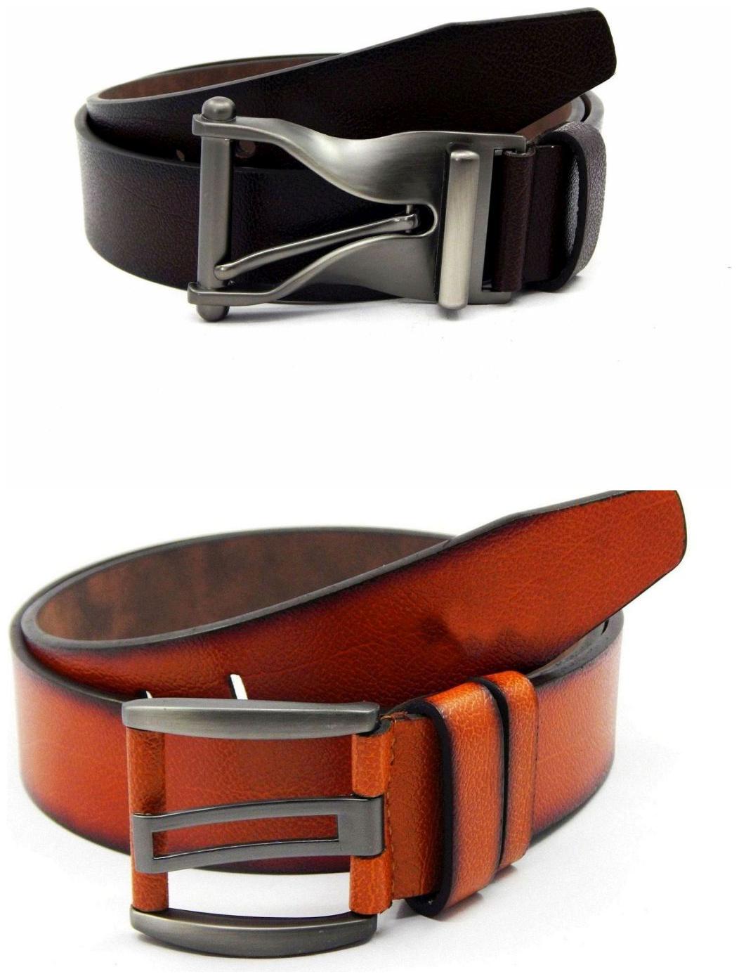 

Els Brown Tan Synthetic Leather Belts For Men