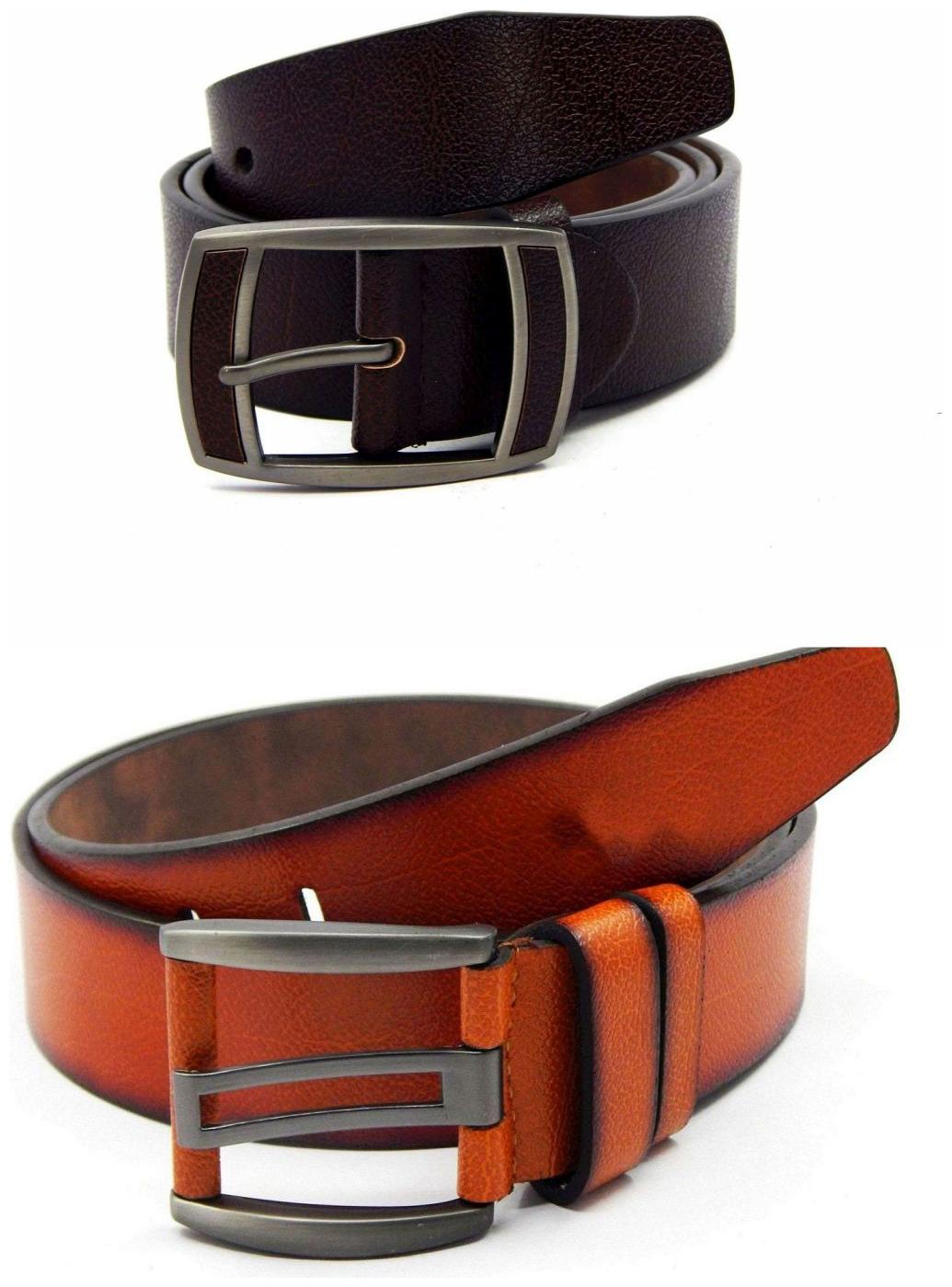 

Els Brown Tan Synthetic Leather Belts For Men