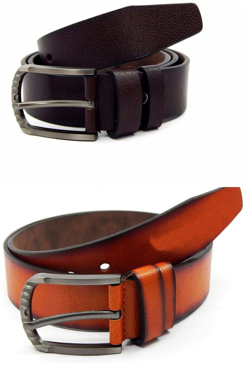 

Els Brown Tan Synthetic Leather Belts For Men