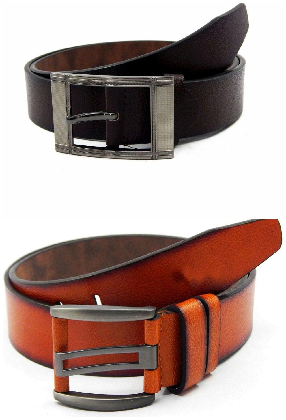 

Els Brown Tan Synthetic Leather Belts For Men