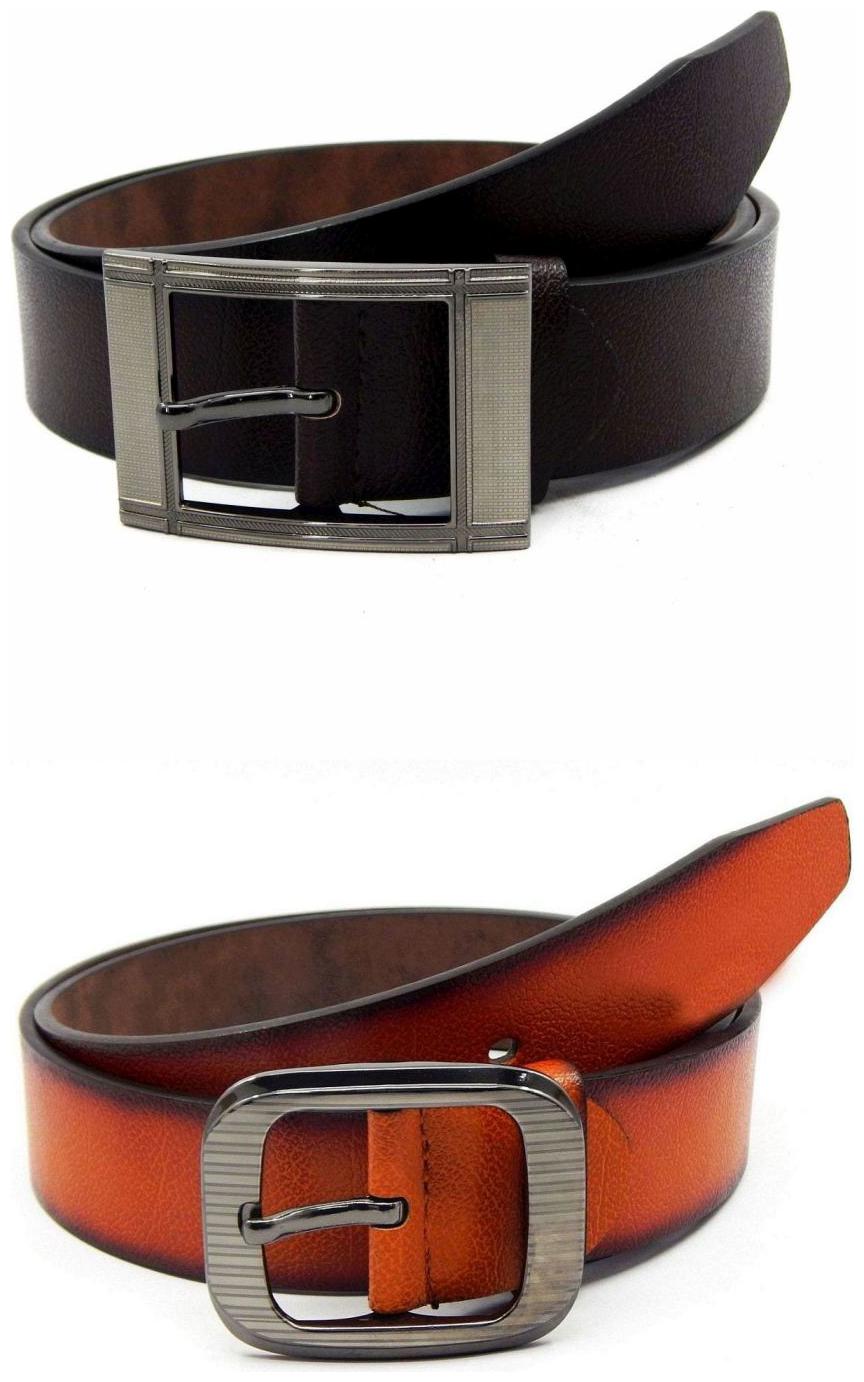 

Els Brown Tan Synthetic Leather Belts For Men