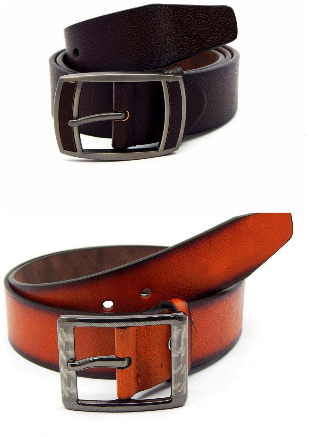 

Els Brown Tan Synthetic Leather Belts For Men