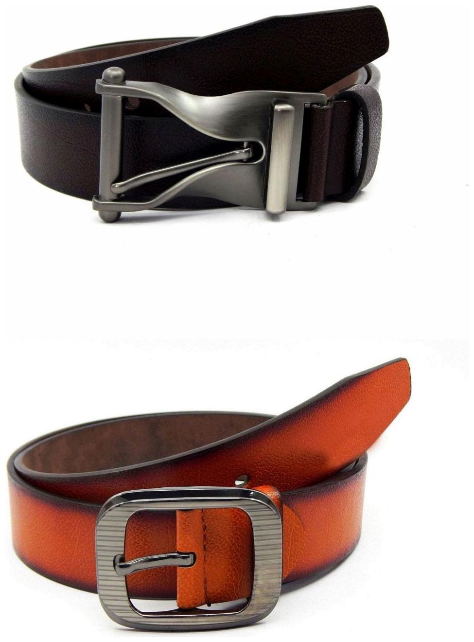 

Els Brown Tan Synthetic Leather Belts For Men