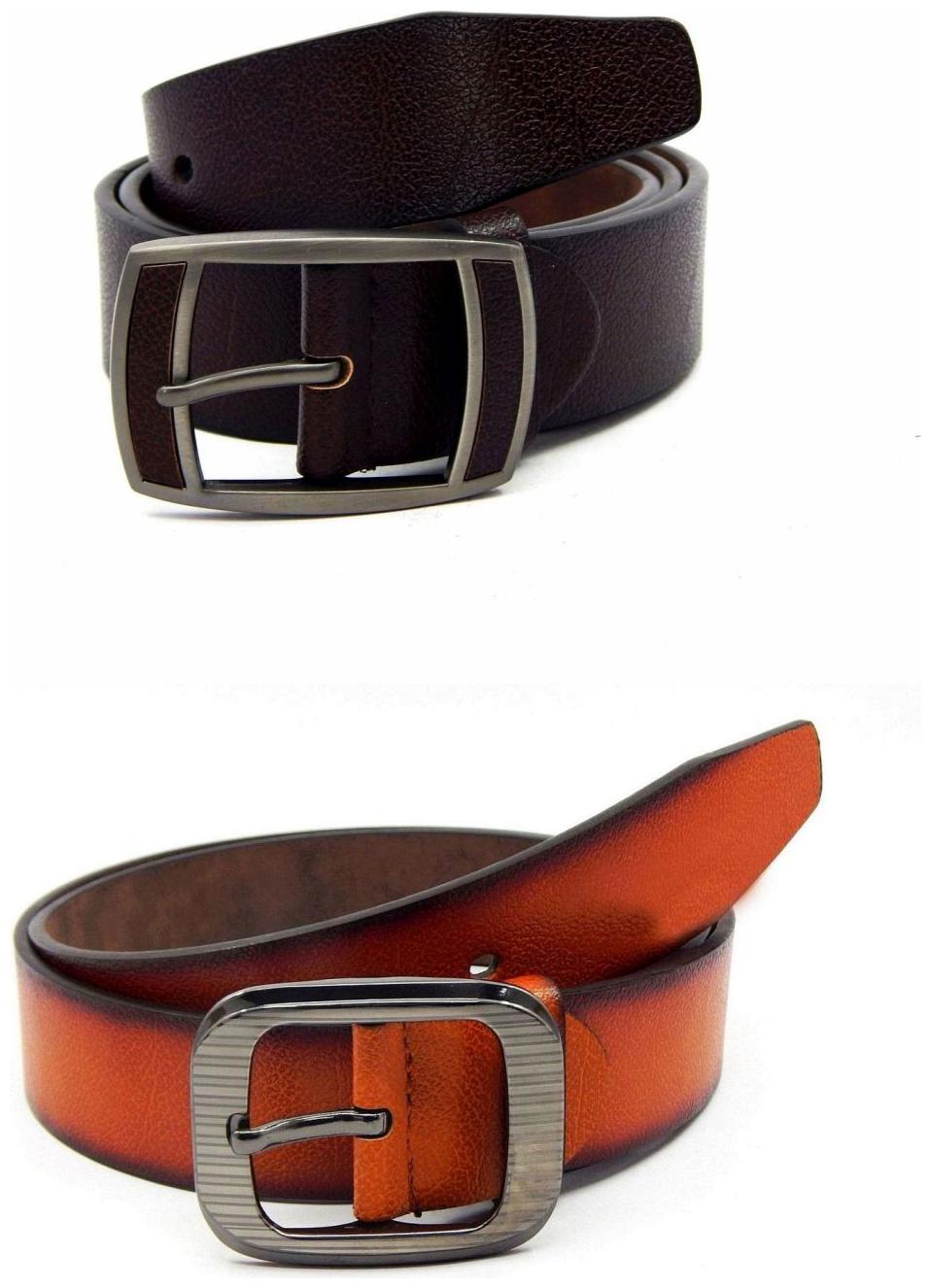 

Els Brown Tan Synthetic Leather Belts For Men
