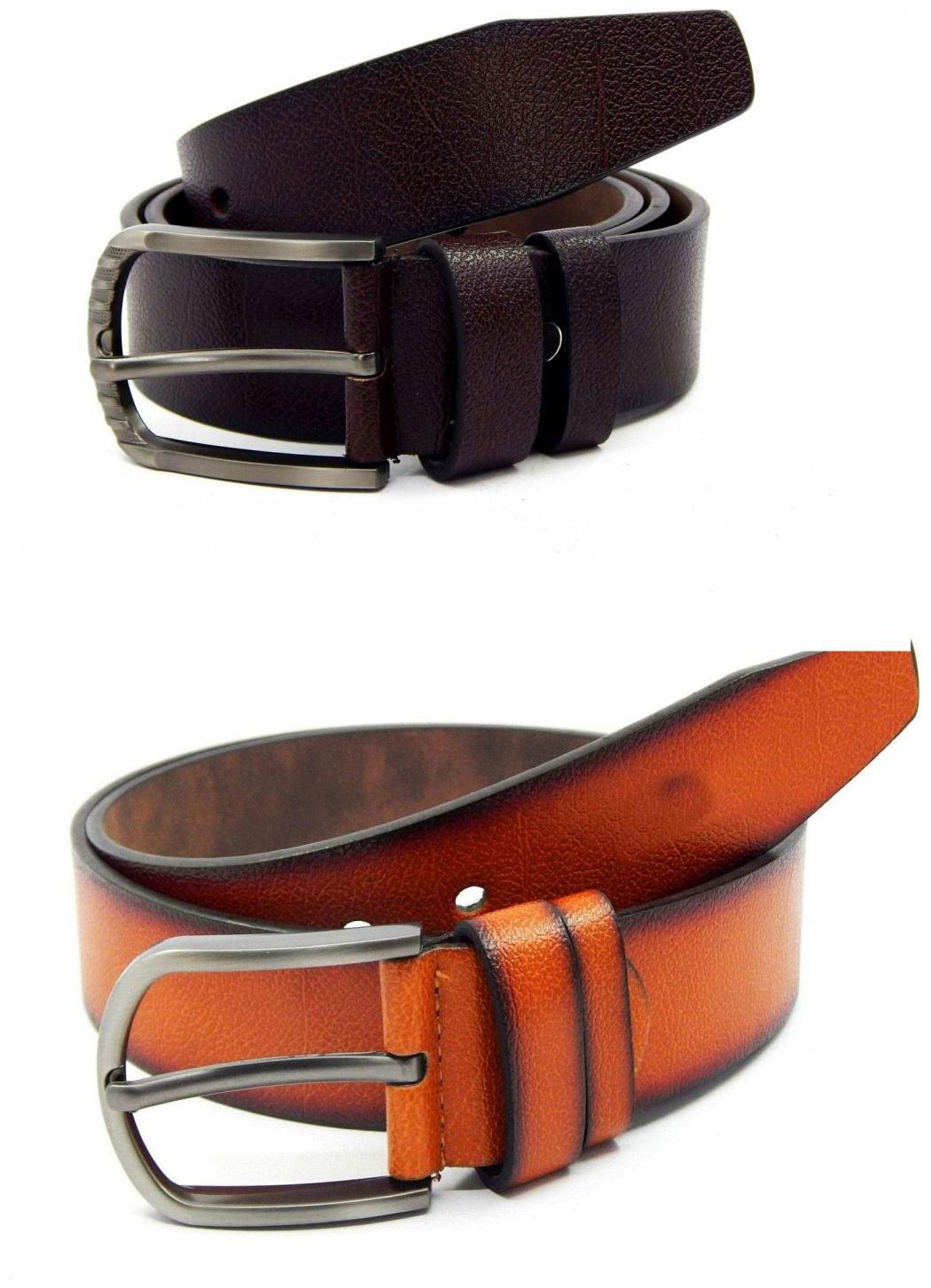 

Els Brown Tan Synthetic Leather Belts For Men