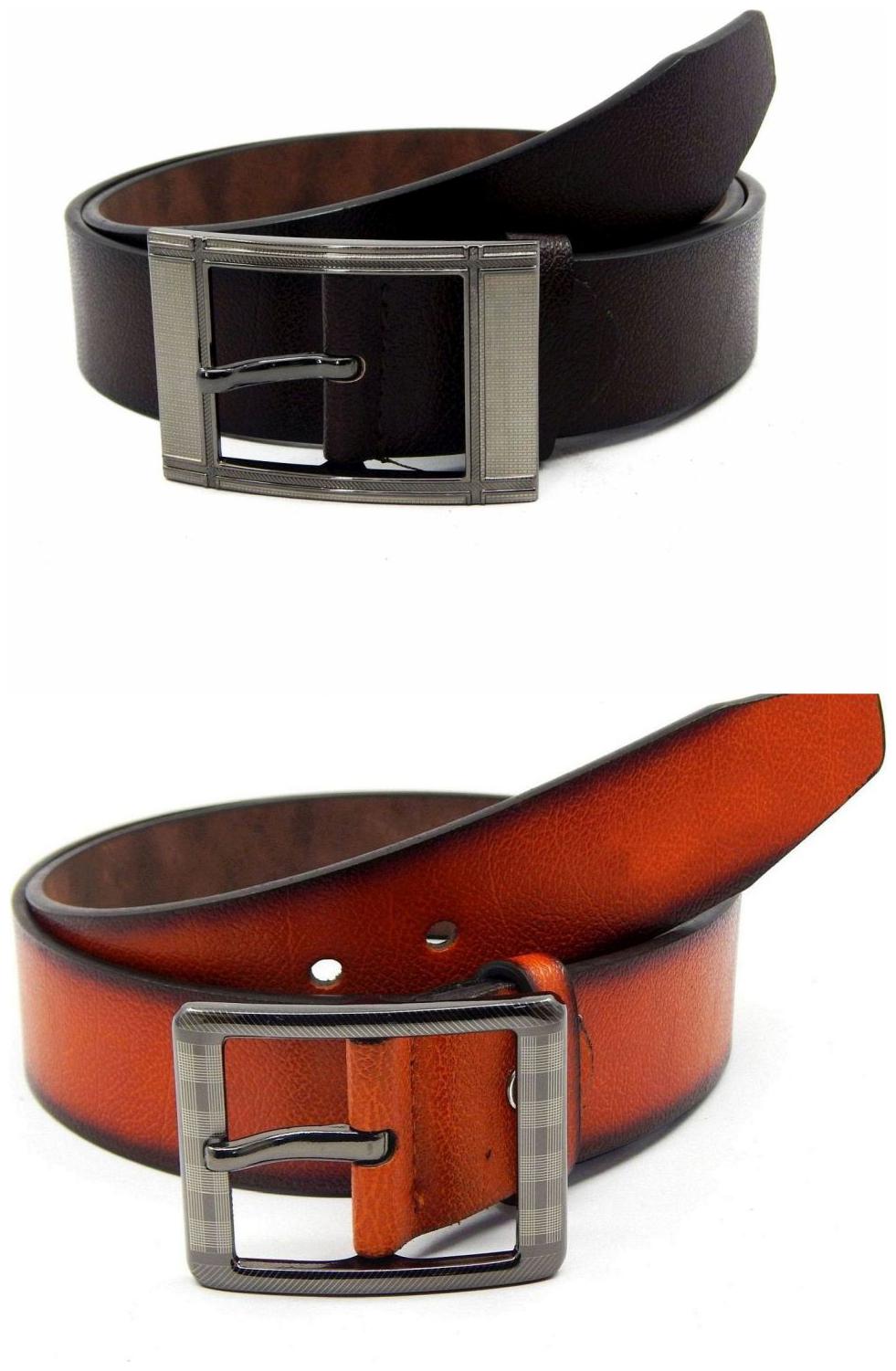 

Els Brown Tan Synthetic Leather Belts For Men