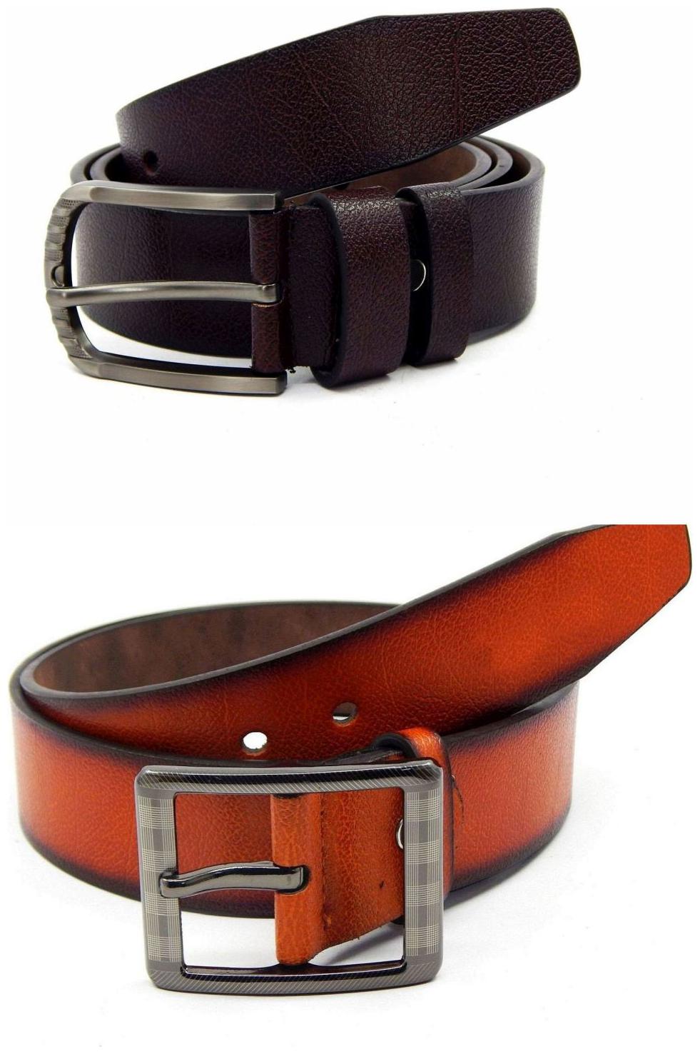 

Els Brown Tan Synthetic Leather Belts For Men