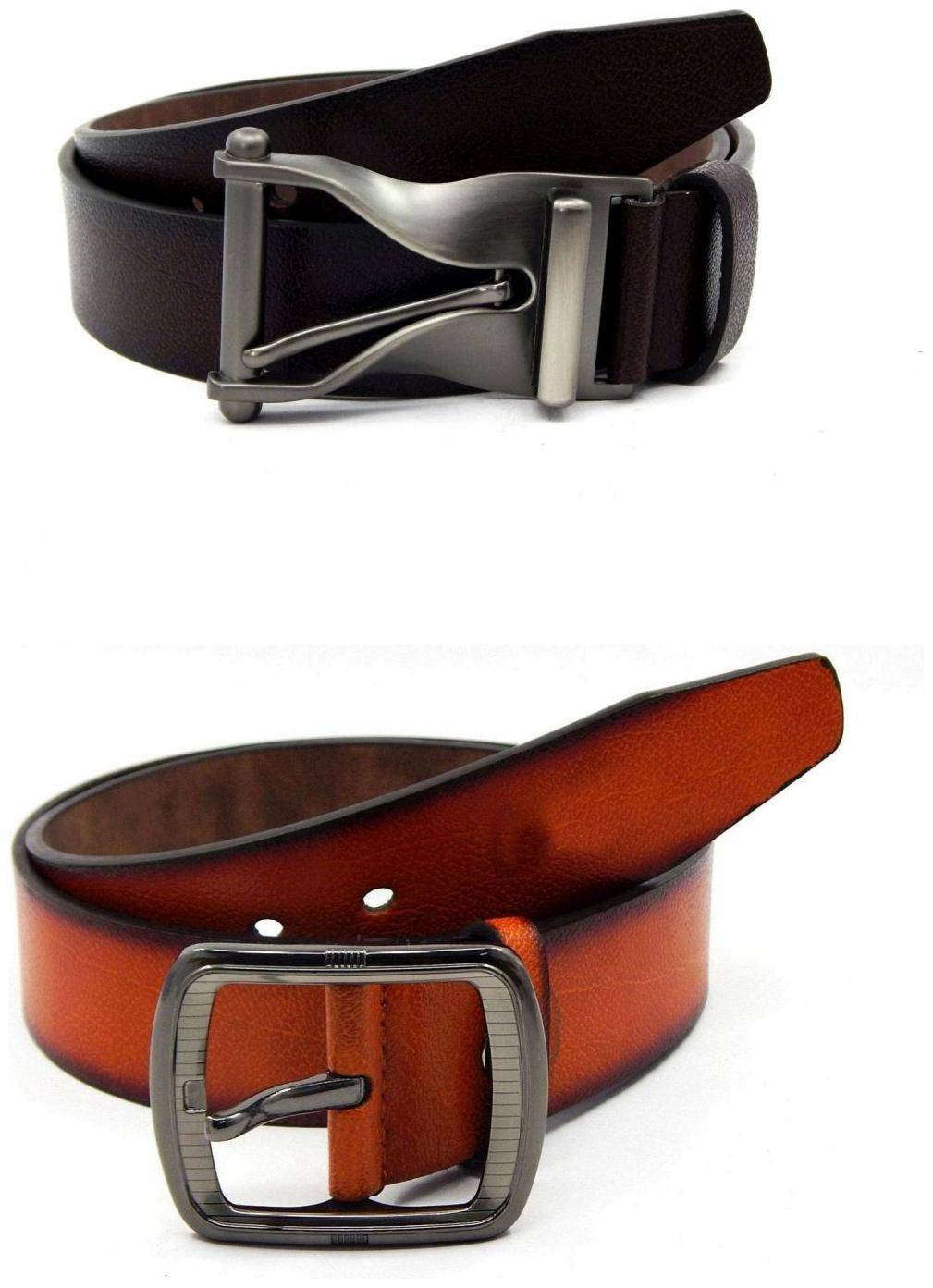 

Els Brown Tan Synthetic Leather Belts For Men