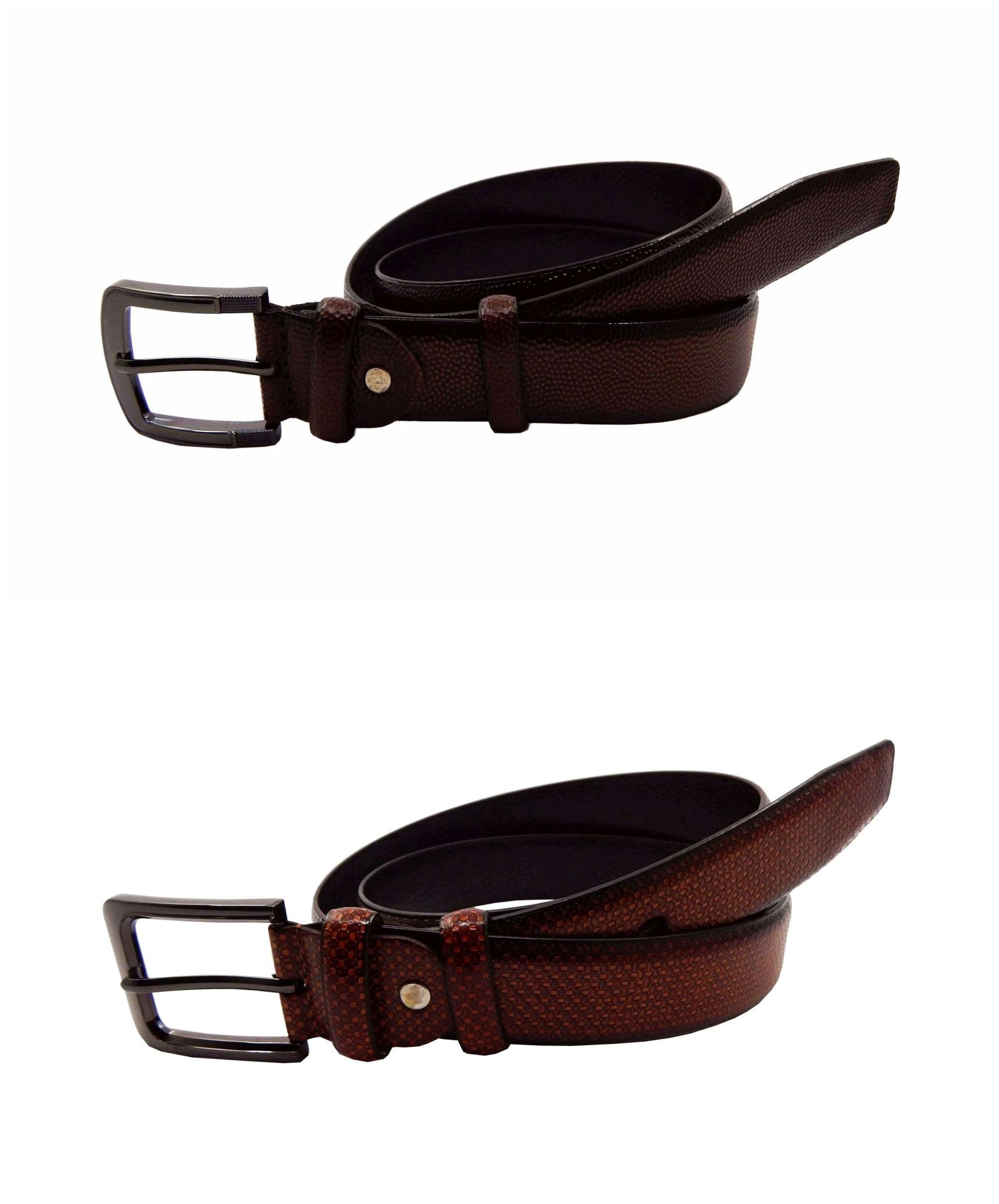 

ELS Men s Artificial Leather Casual Formal Belt Pack Of Two Brown Tan (HDEF233-20-BR-HDEF233-25-TN-S42)