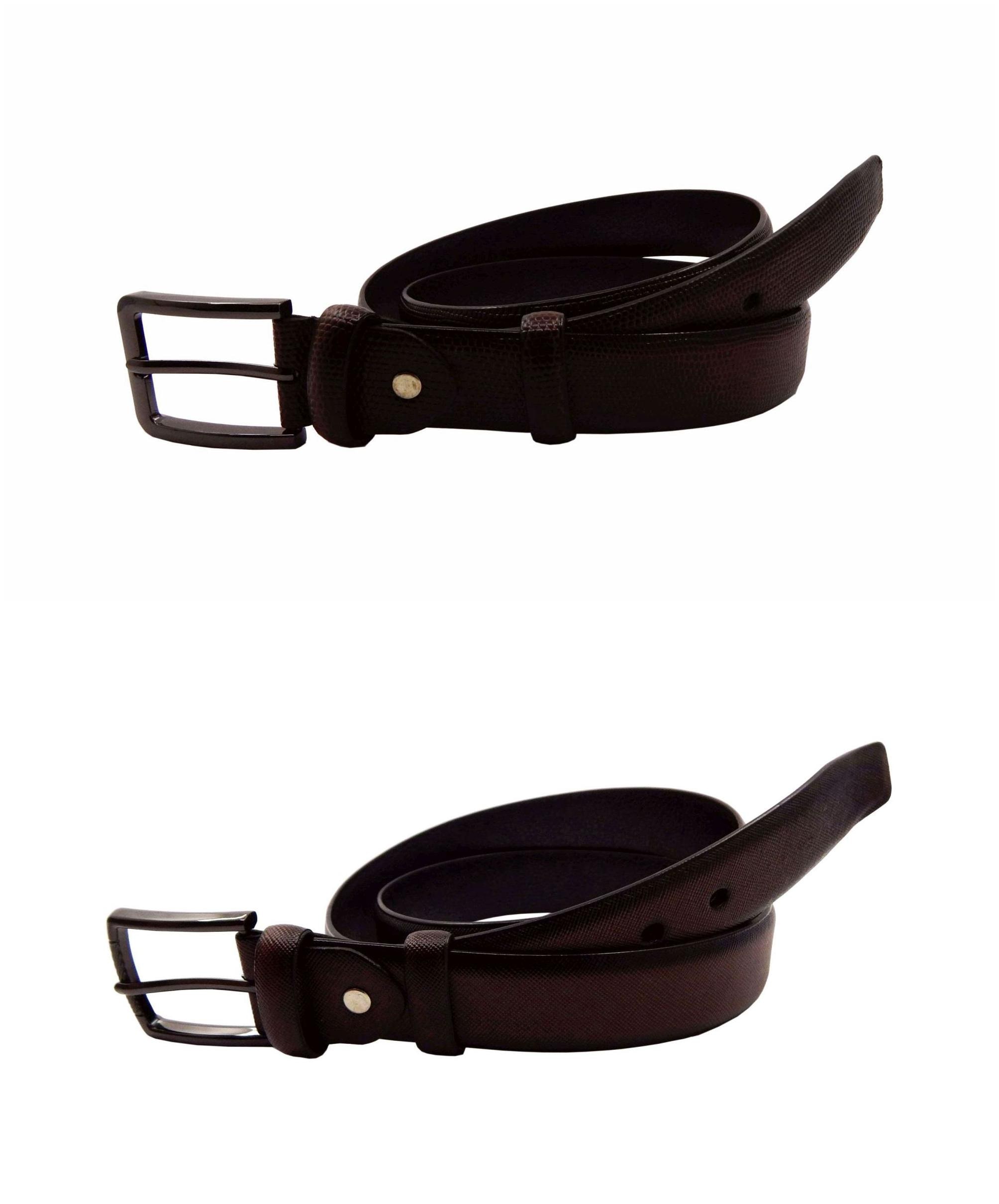 

ELS Men s Artificial Leather Casual Formal Belt Pack Of Two Brown Brown (HDEF233-11-BR-HDEF233-19-BR-S38)