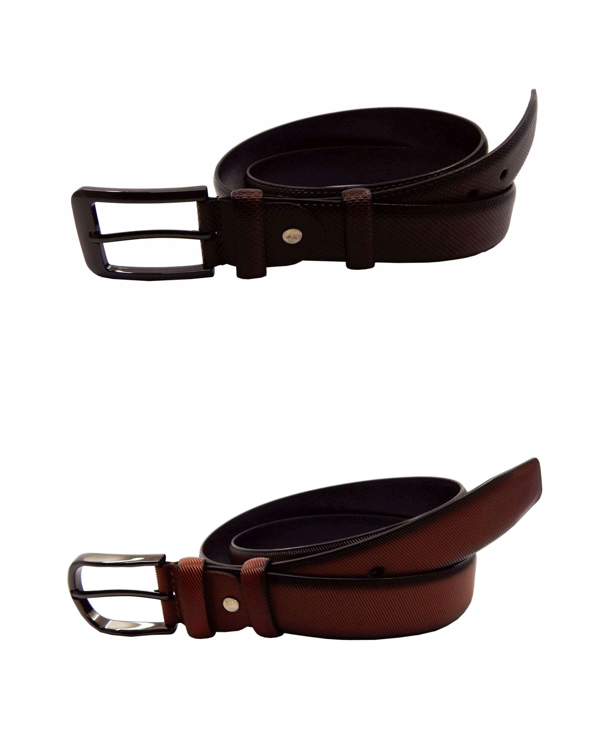 

ELS Men s Artificial Leather Casual Formal Belt Pack Of Two Brown Tan (HDEF233-21-BR-HDEF233-24-TN-S42)