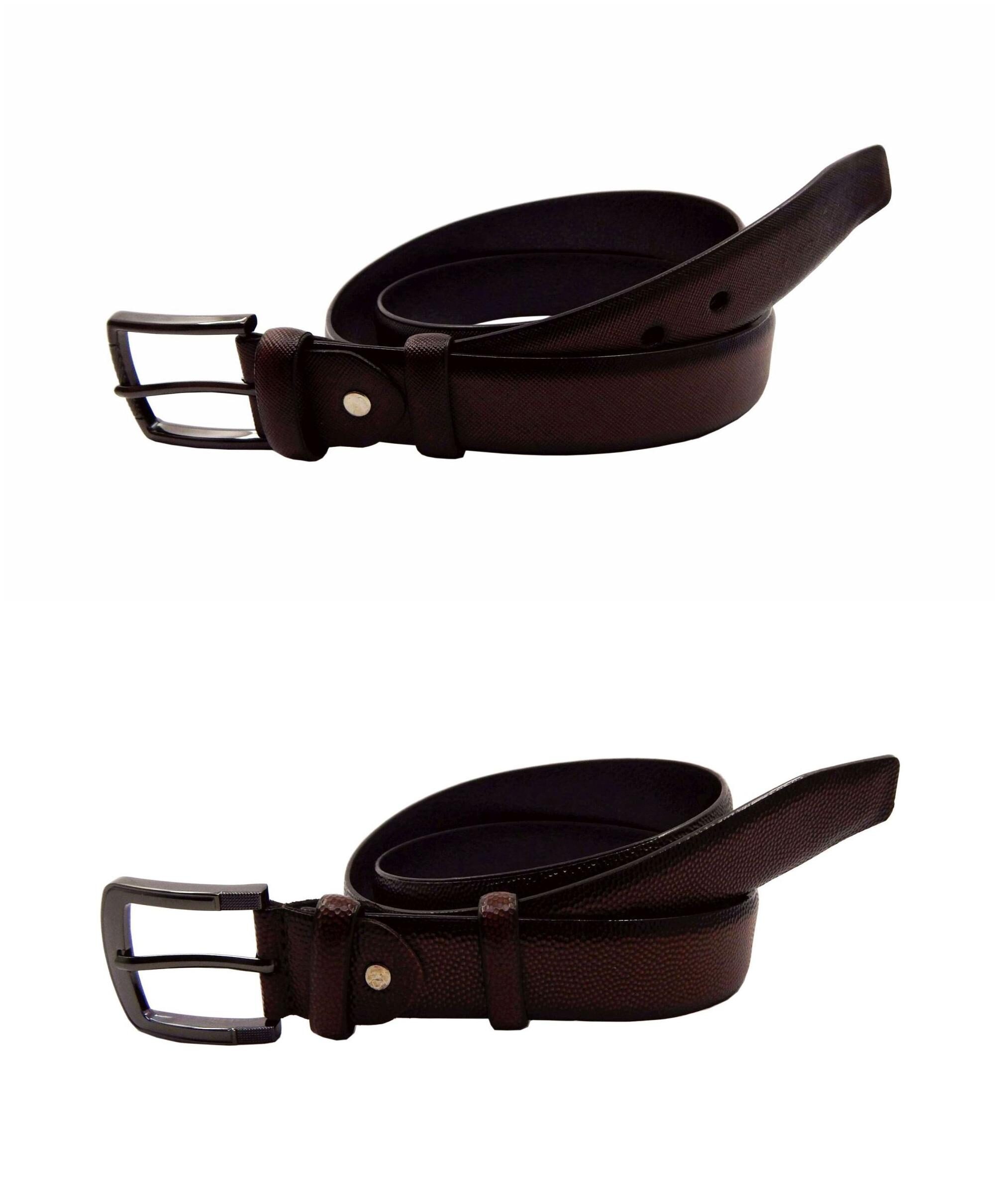 

ELS Men s Artificial Leather Casual Formal Belt Pack Of Two Brown Brown (HDEF233-19-BR-HDEF233-20-BR-S42)