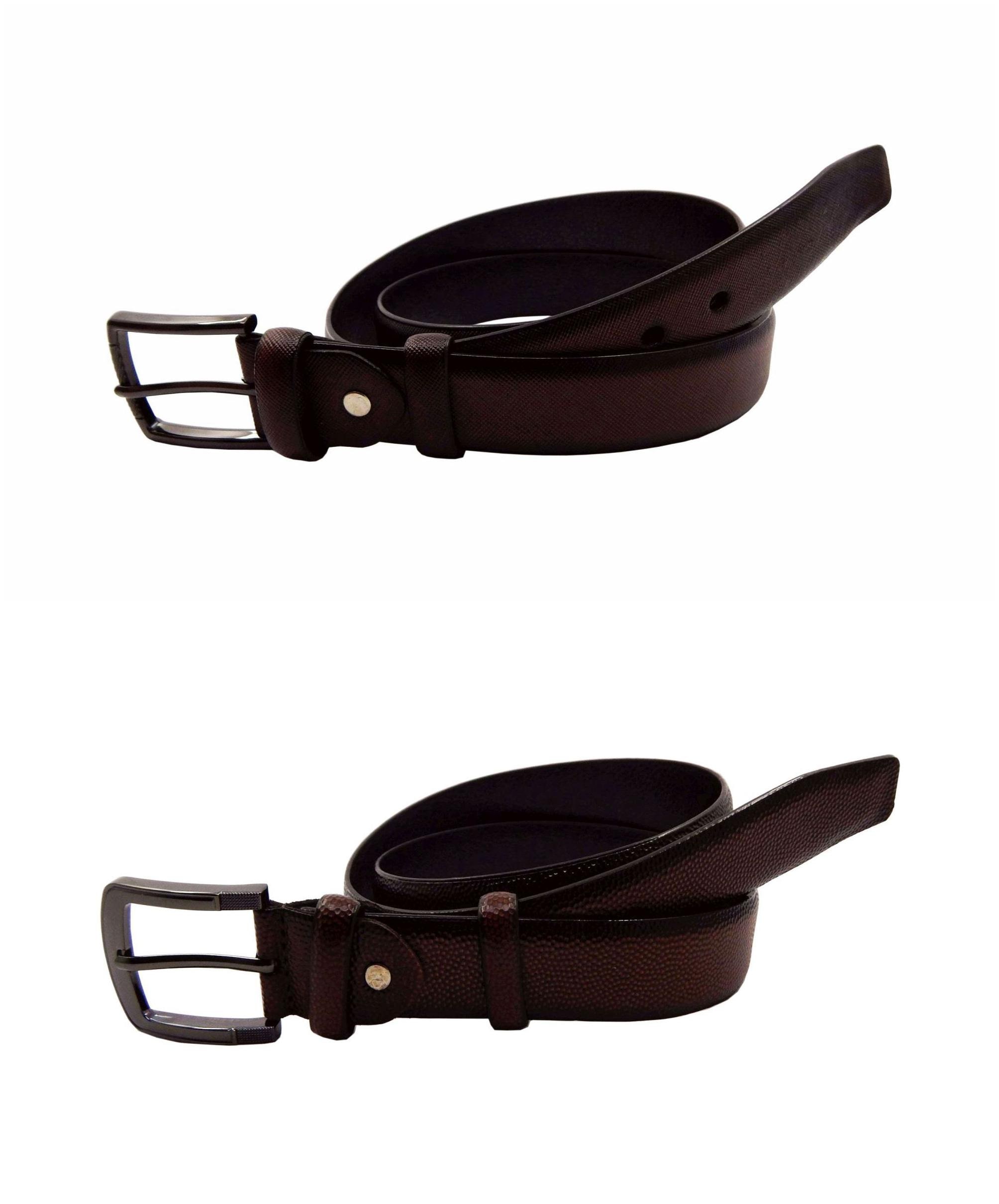 

ELS Men s Artificial Leather Casual Formal Belt Pack Of Two Brown Brown (HDEF233-19-BR-HDEF233-20-BR-S40)