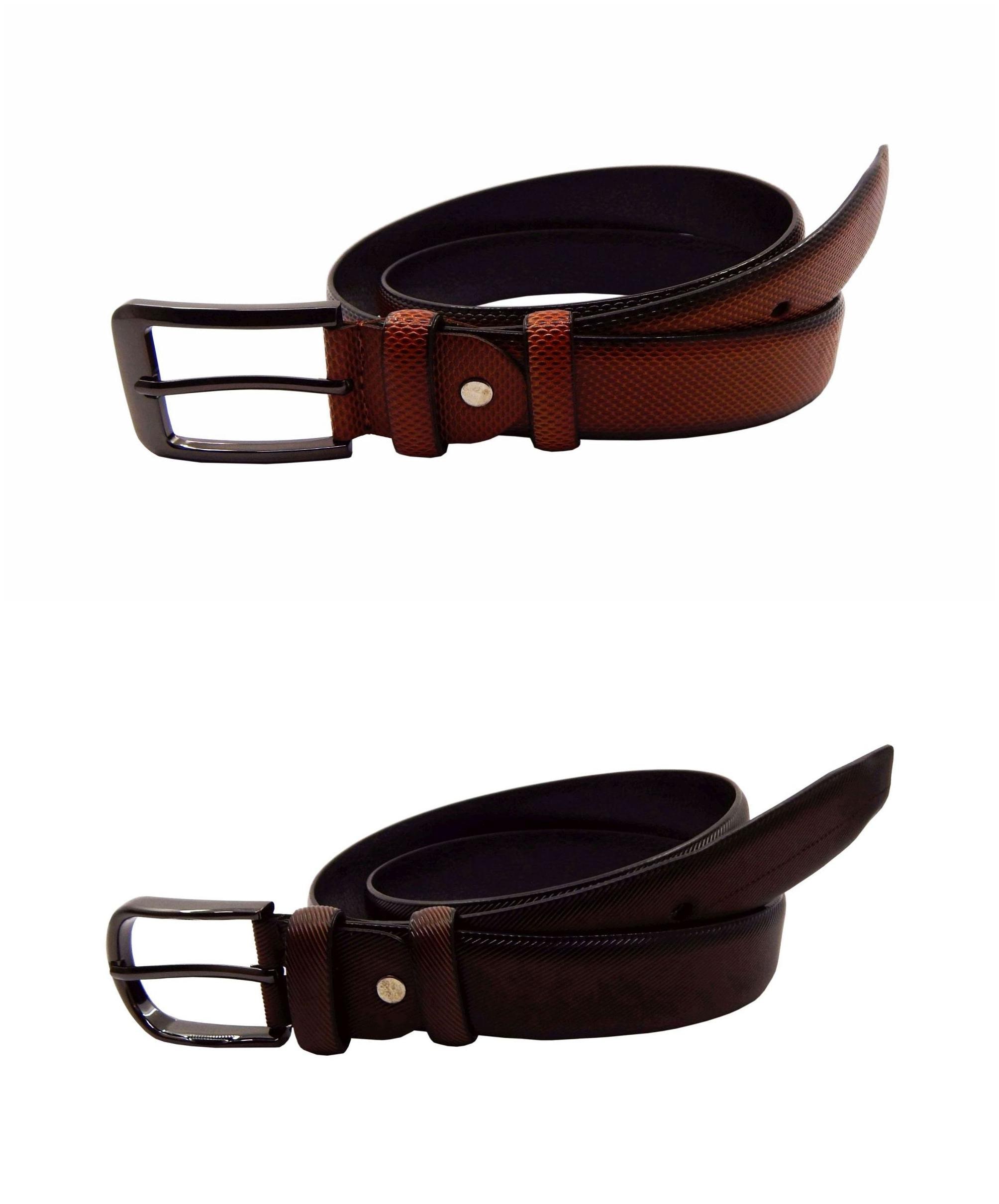 

ELS Men s Artificial Leather Casual Formal Belt Pack Of Two Tan Brown (HDEF233-21-TN-HDEF233-24-BR-S40)