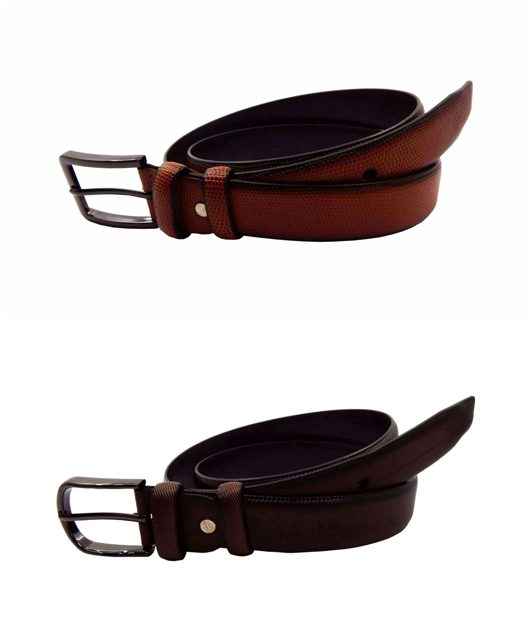 

ELS Men s Artificial Leather Casual Formal Belt Pack Of Two Tan Brown (HDEF233-11-TN-HDEF233-24-BR-S38)