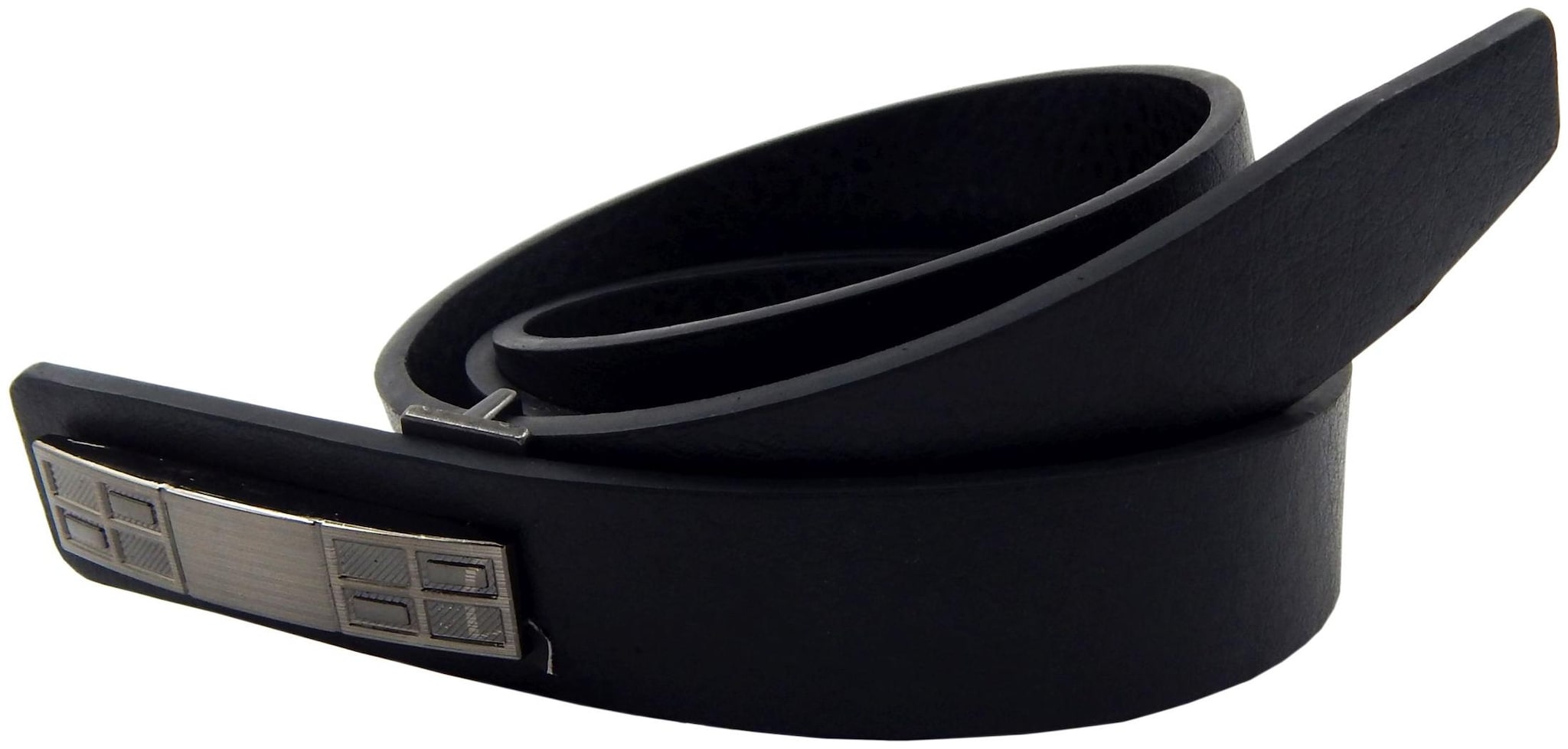 

ELS Men s Waist Belt Artificial Leather Formal Casual Belt Black (56-BL)