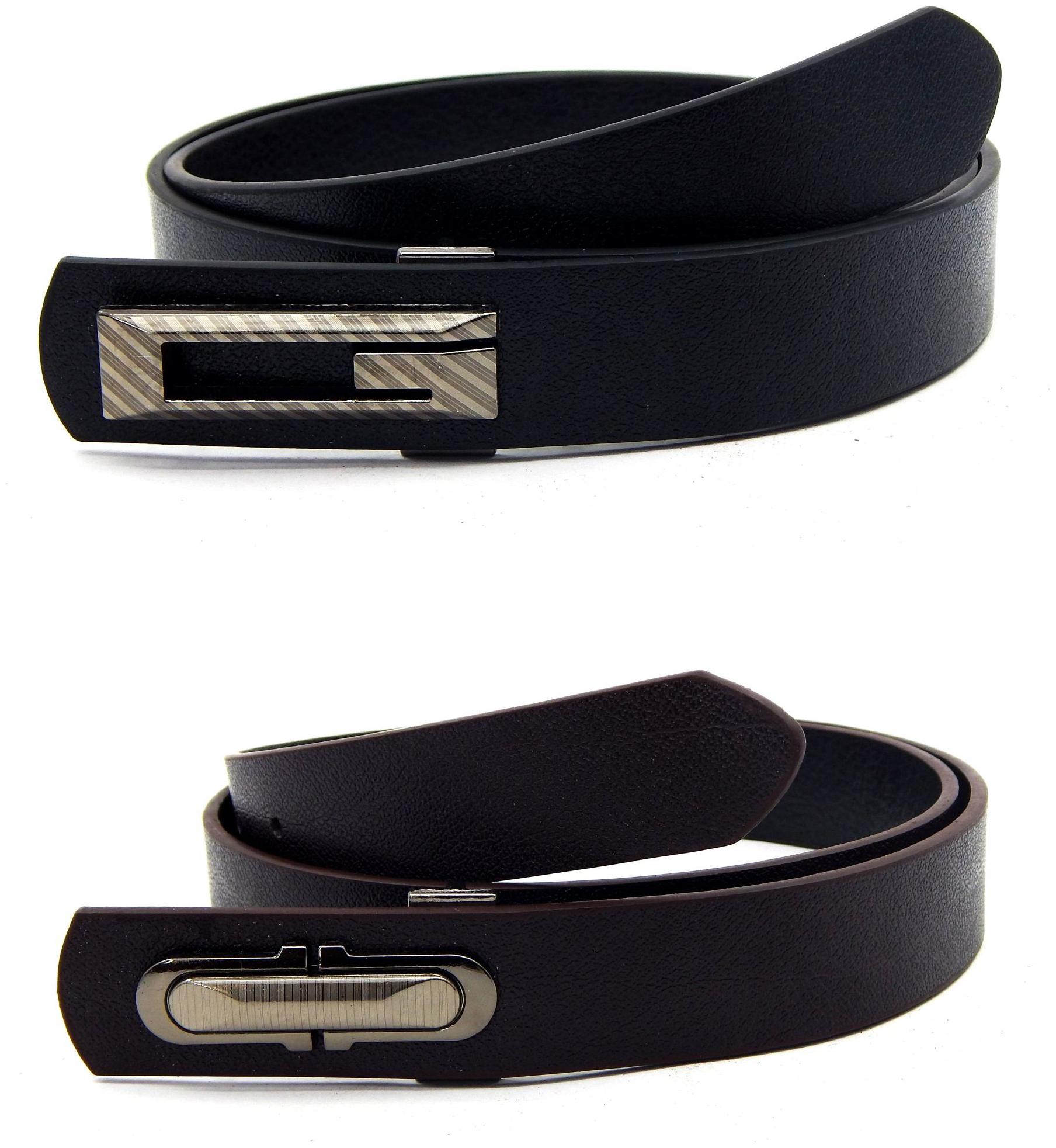

Els Men Women Faux Leather Belt Pack Of 2 Black Brown