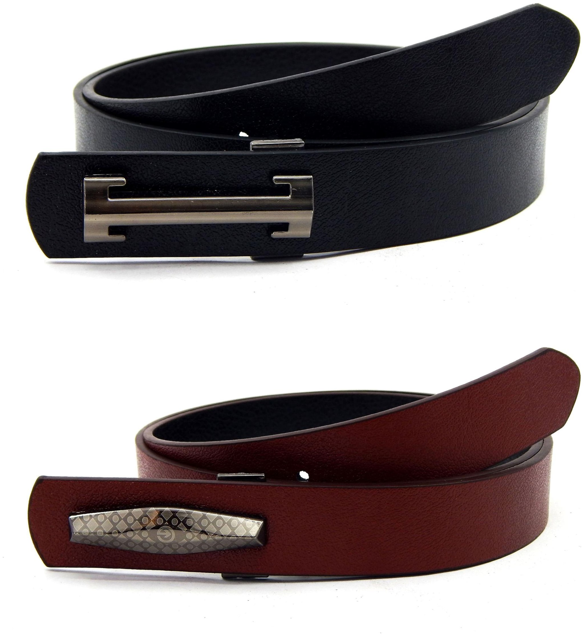 

Els Men Women Faux Leather Belt Pack Of 2 Black Tan