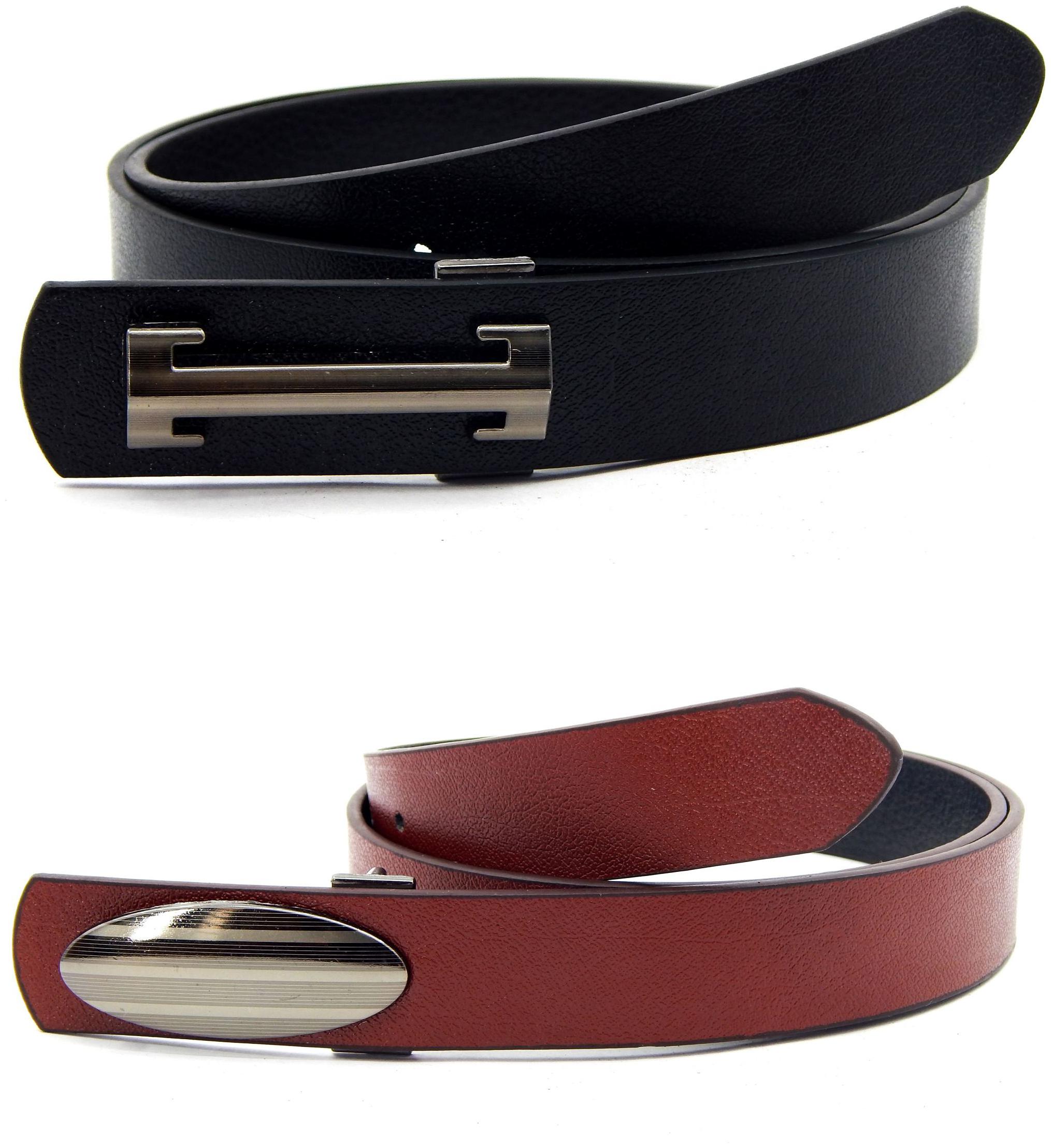 

Els Men Women Faux Leather Belt Pack Of 2 Black Tan
