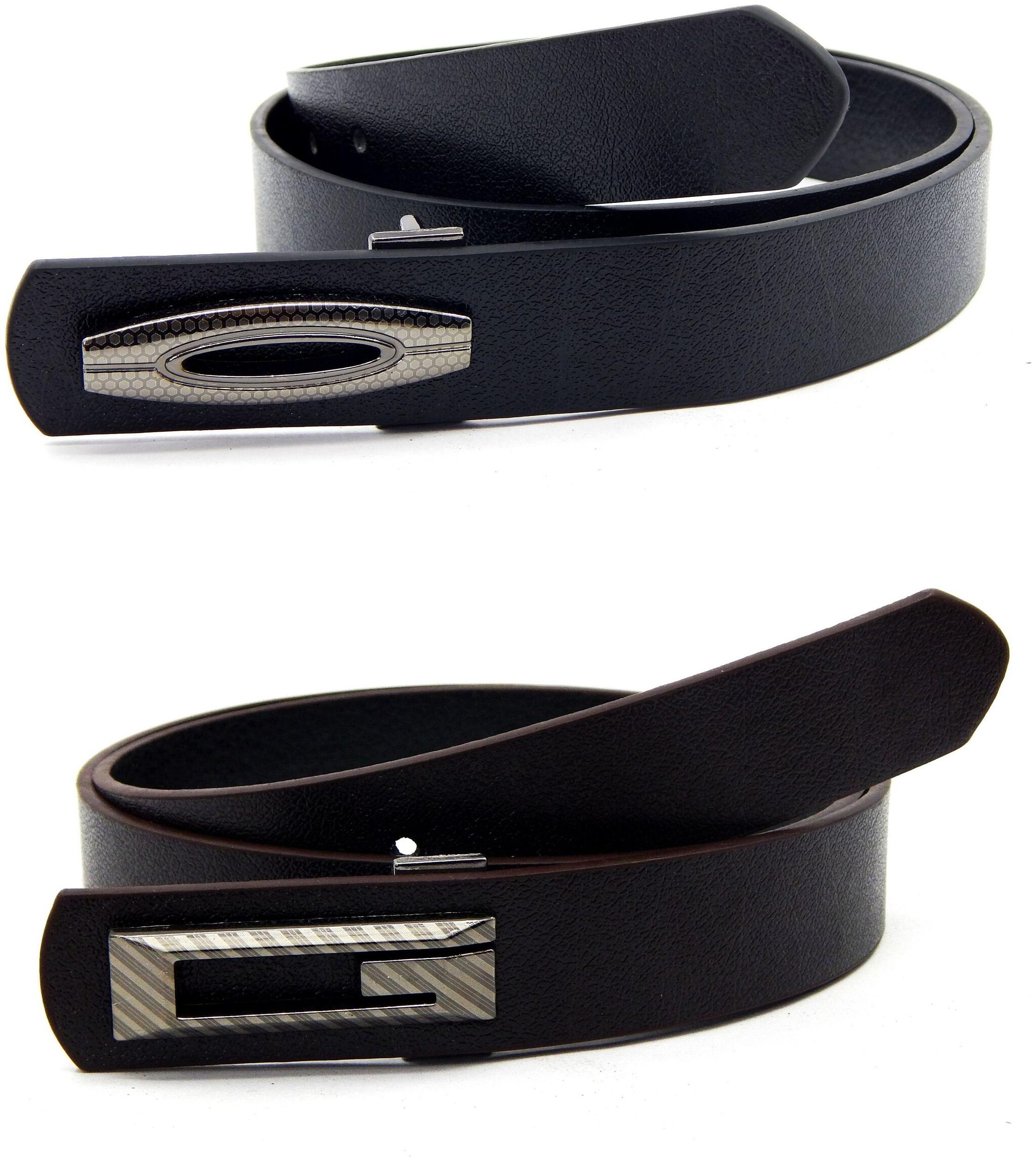 

Els Men Women Faux Leather Belt Pack Of 2 Black Brown