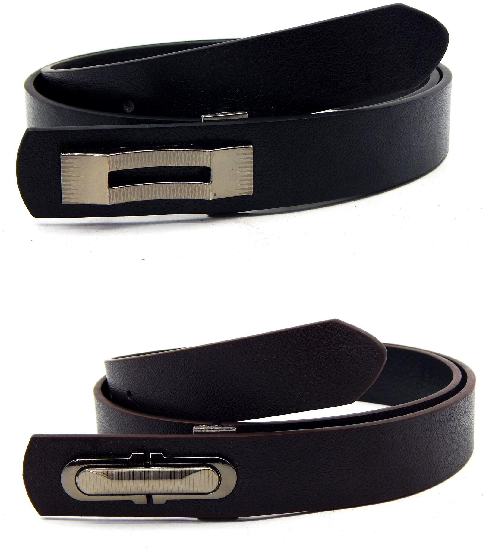 

Els Men Women Faux Leather Belt Pack Of 2 Black Brown