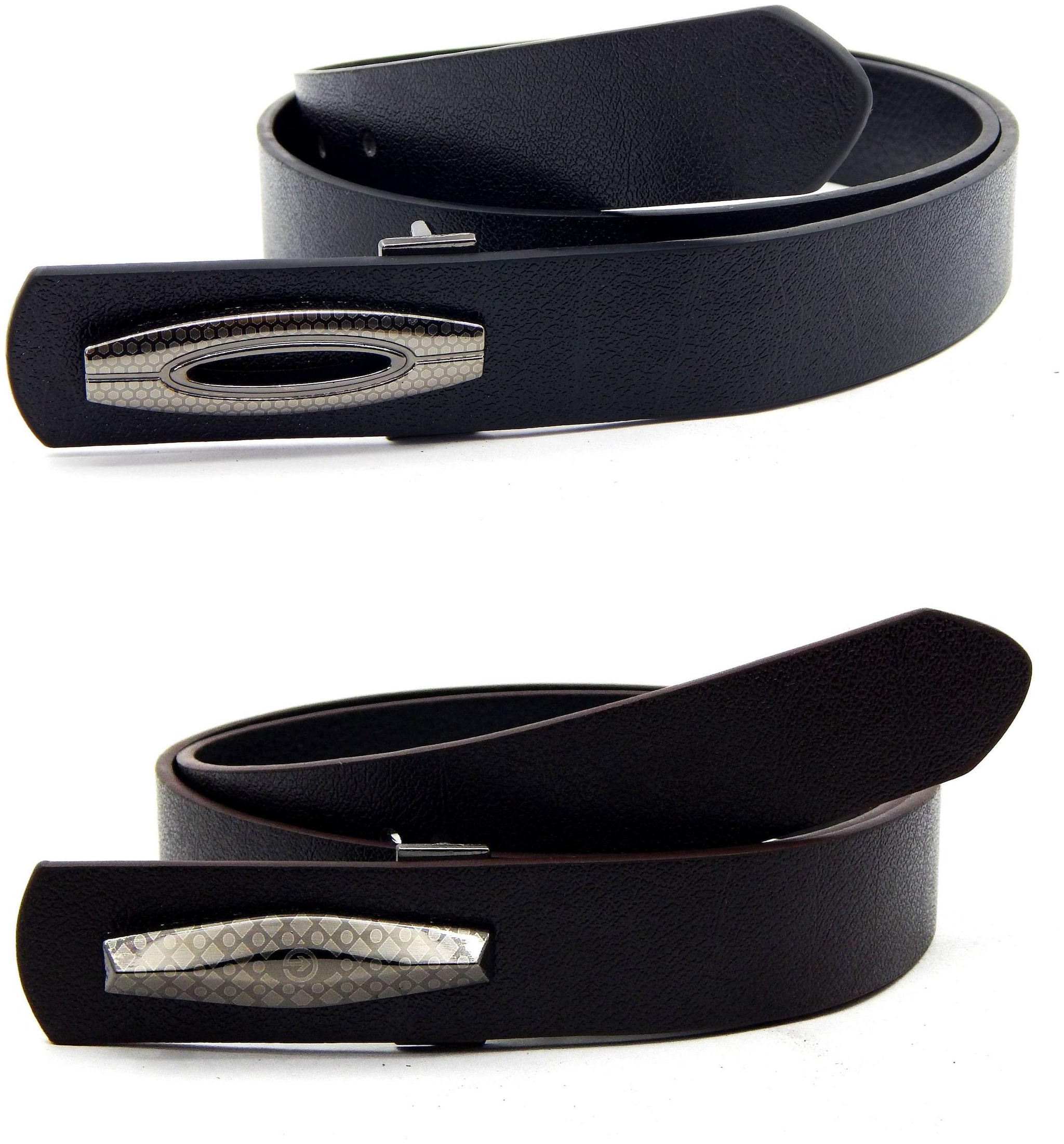 

Els Men Women Faux Leather Belt Pack Of 2 Black Brown