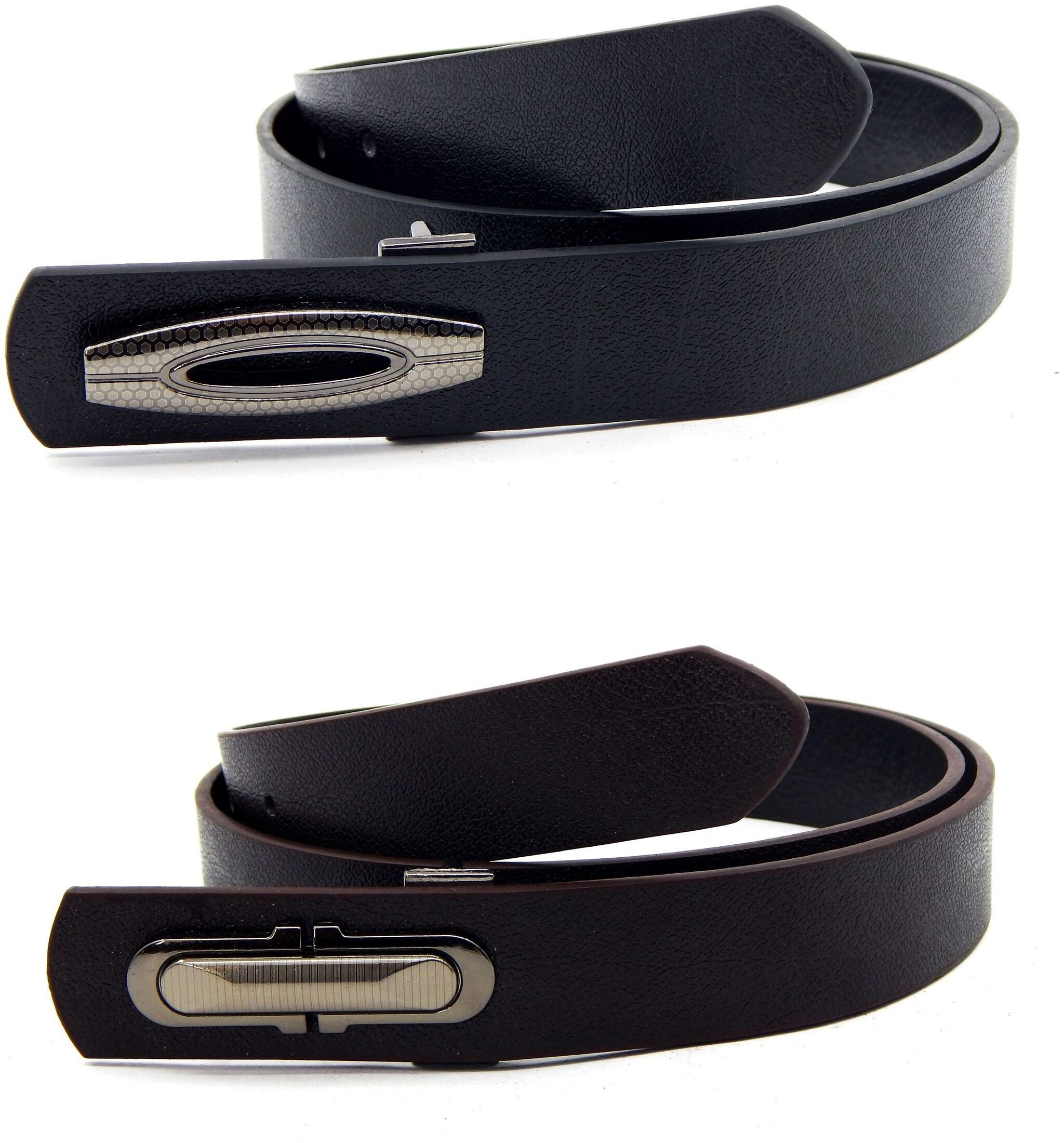

Els Men Women Faux Leather Belt Pack Of 2 Black Brown