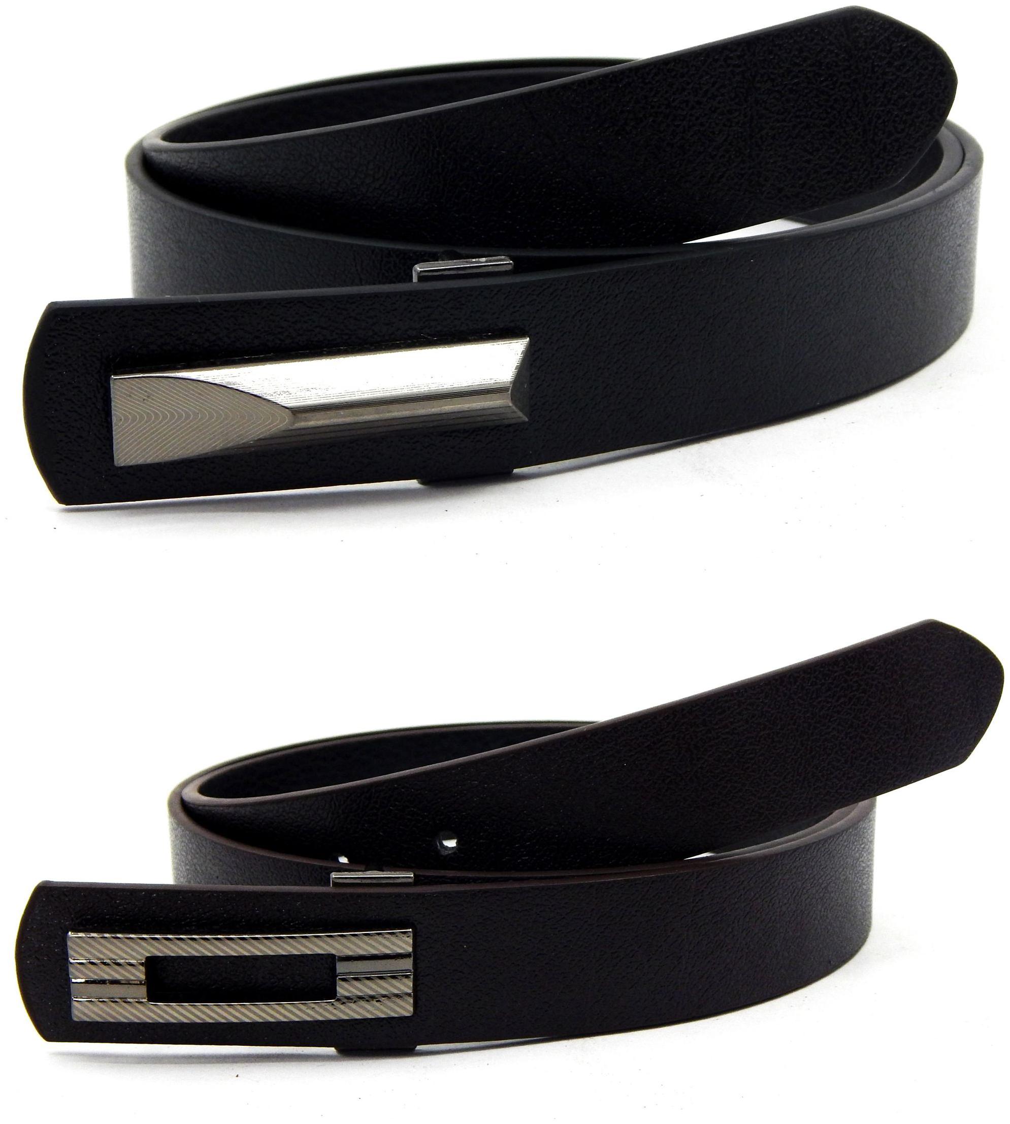 

Els Men Women Faux Leather Belt Pack Of 2 Black Brown