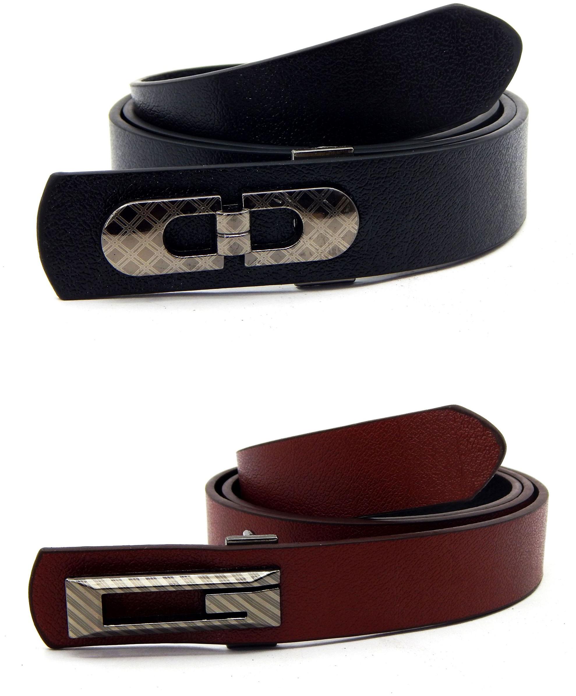 

Els Men Women Faux Leather Belt Pack Of 2 Black Tan