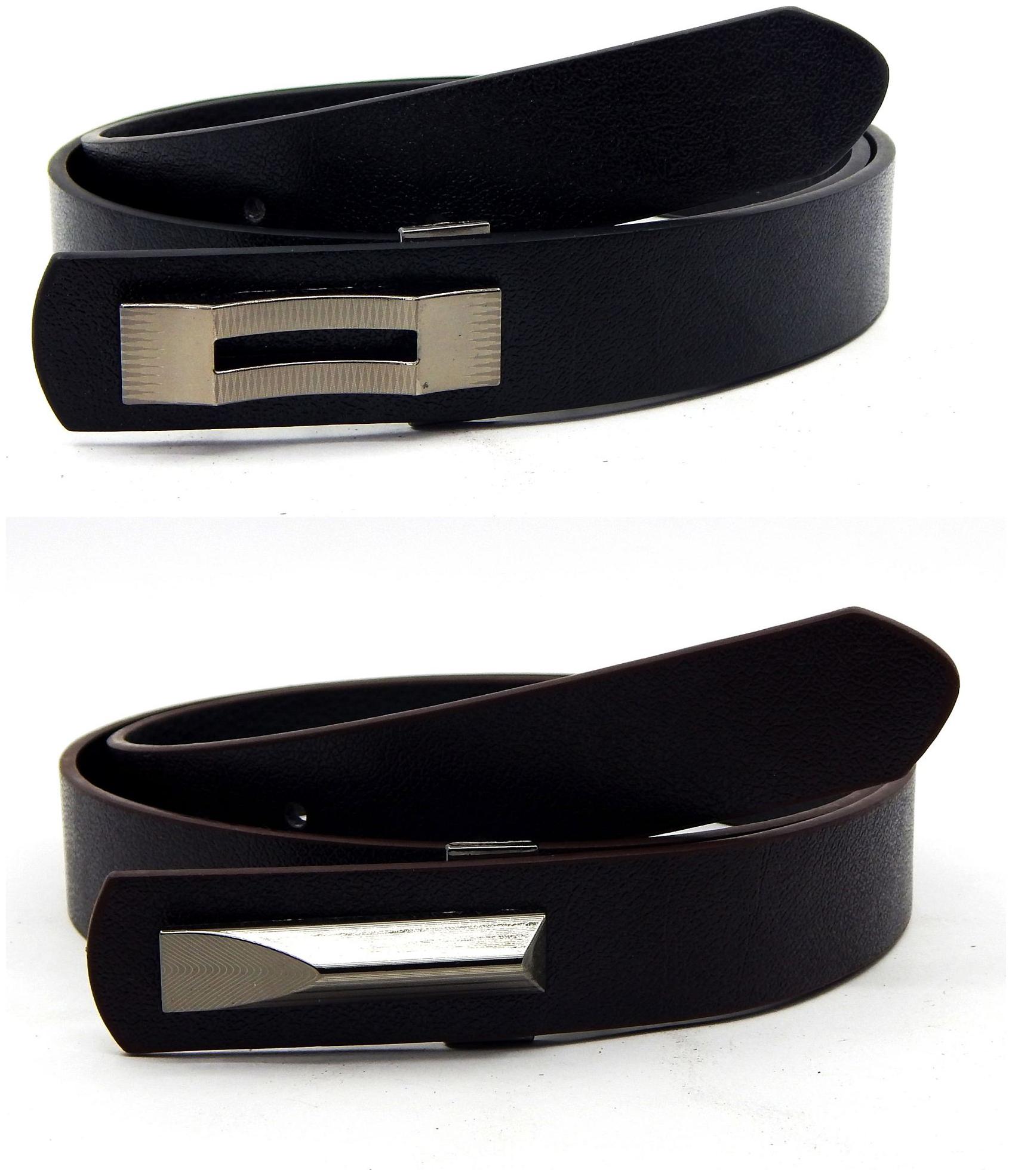 

Els Men Women Faux Leather Belt Pack Of 2 Black Brown