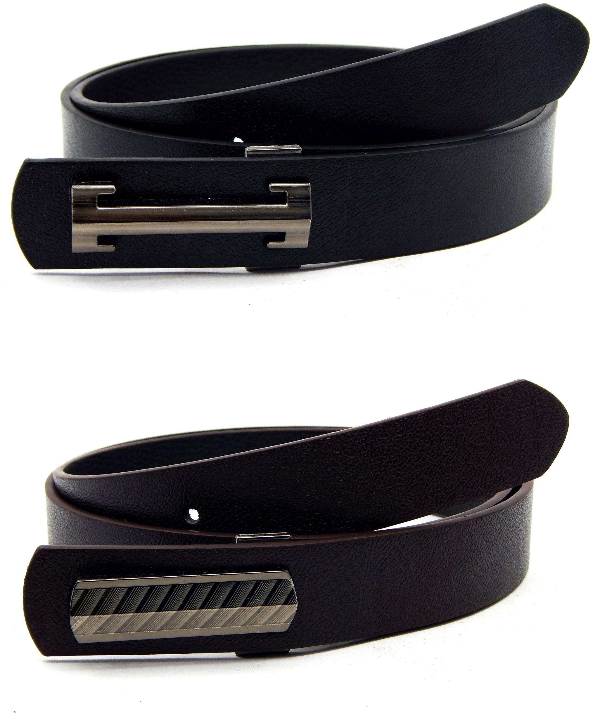 

Els Men Women Faux Leather Belt Pack Of 2 Black Brown