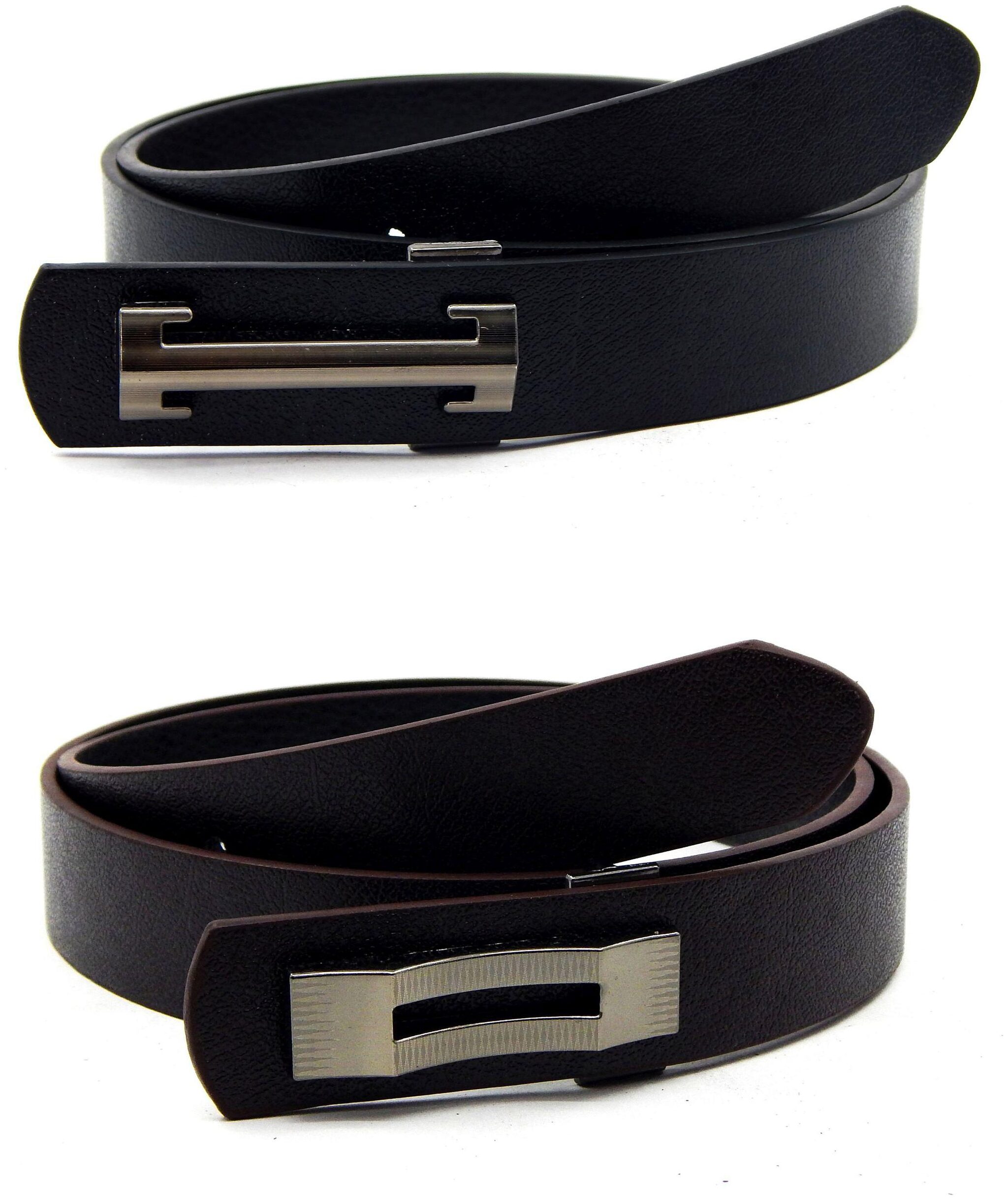

Els Men Women Faux Leather Belt Pack Of 2 Black Brown