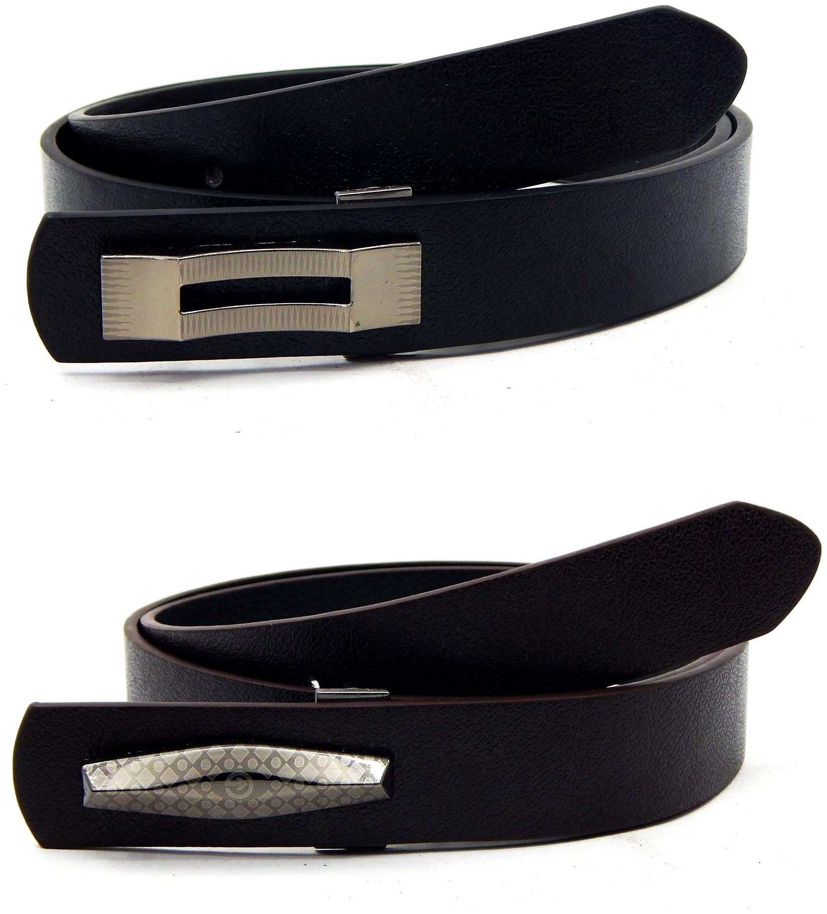 

Els Men Women Faux Leather Belt Pack Of 2 Black Brown