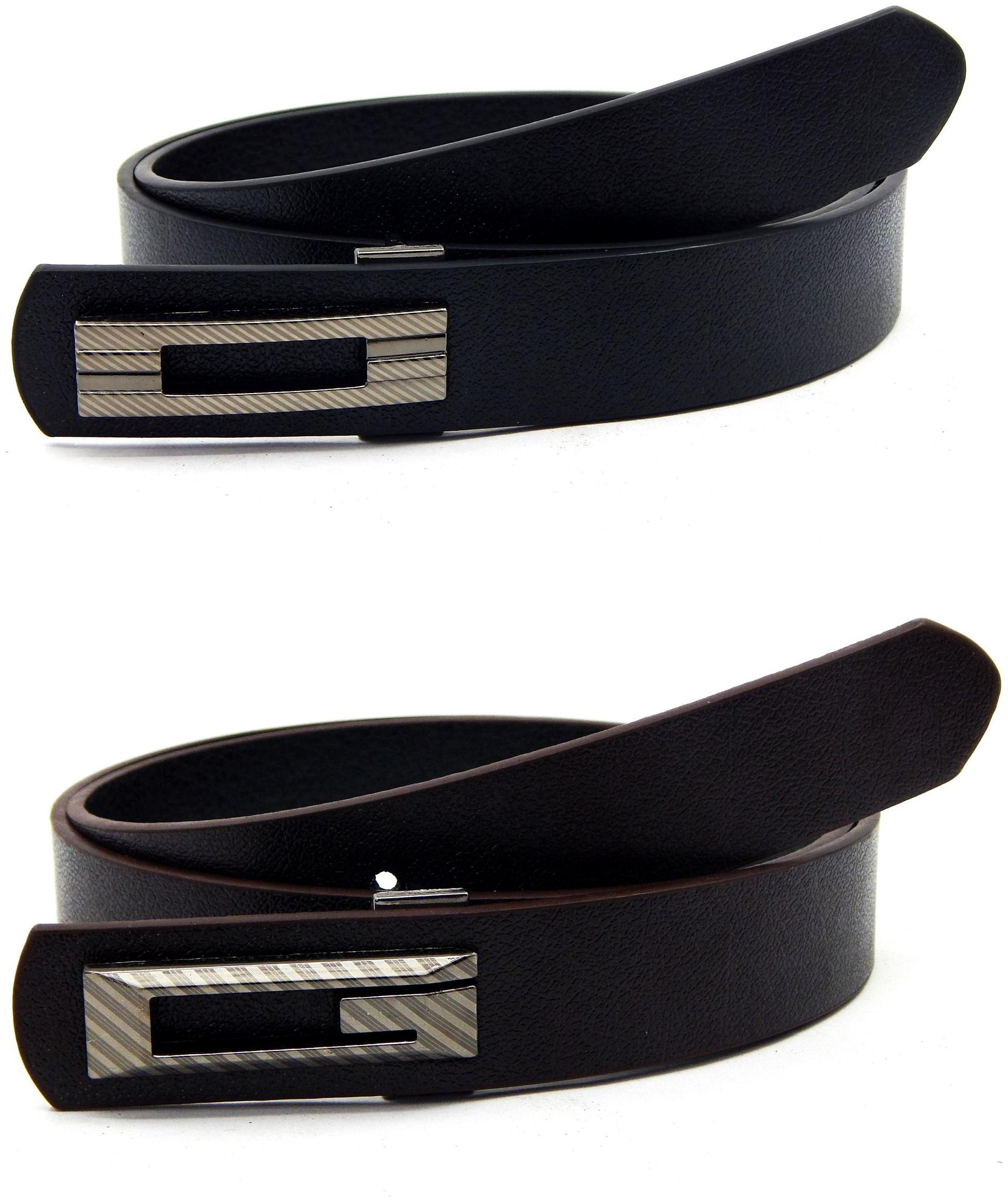 

Els Men Women Faux Leather Belt Pack Of 2 Black Brown