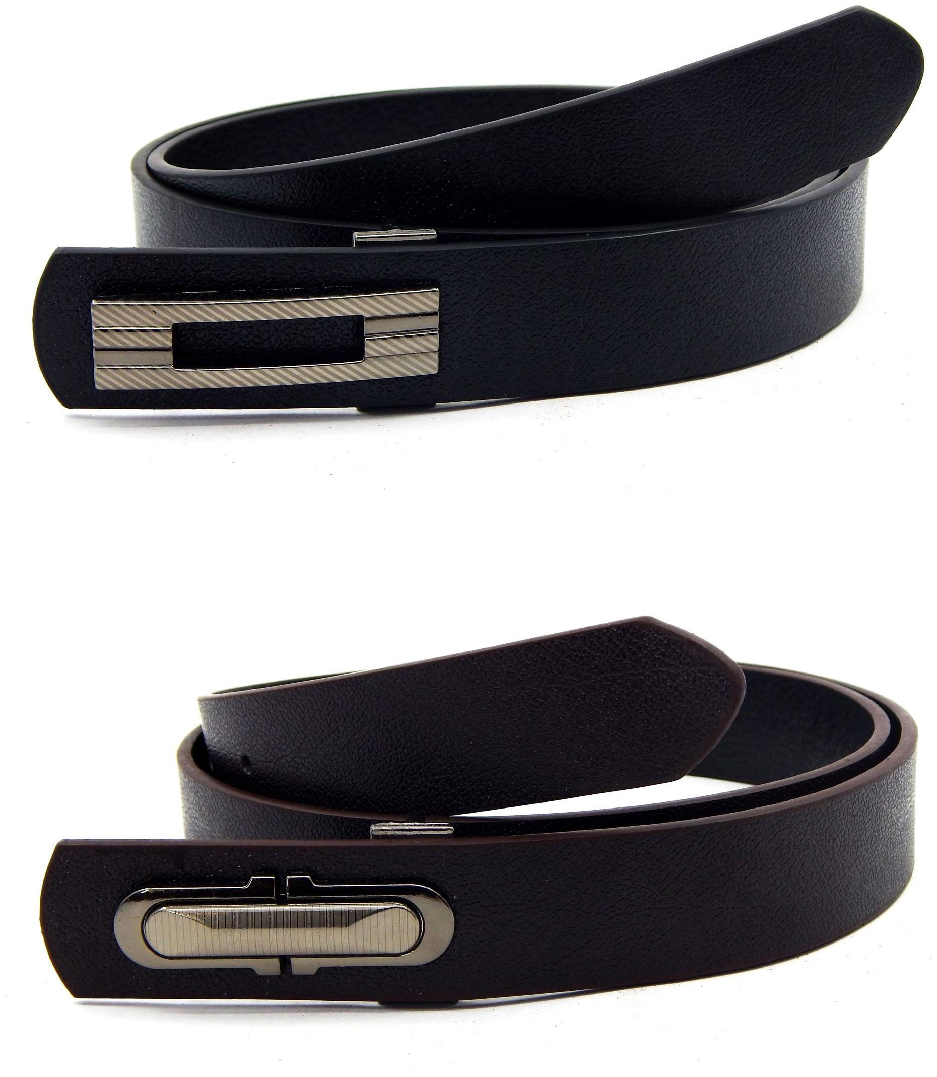 

Els Men Women Faux Leather Belt Pack Of 2 Black Brown
