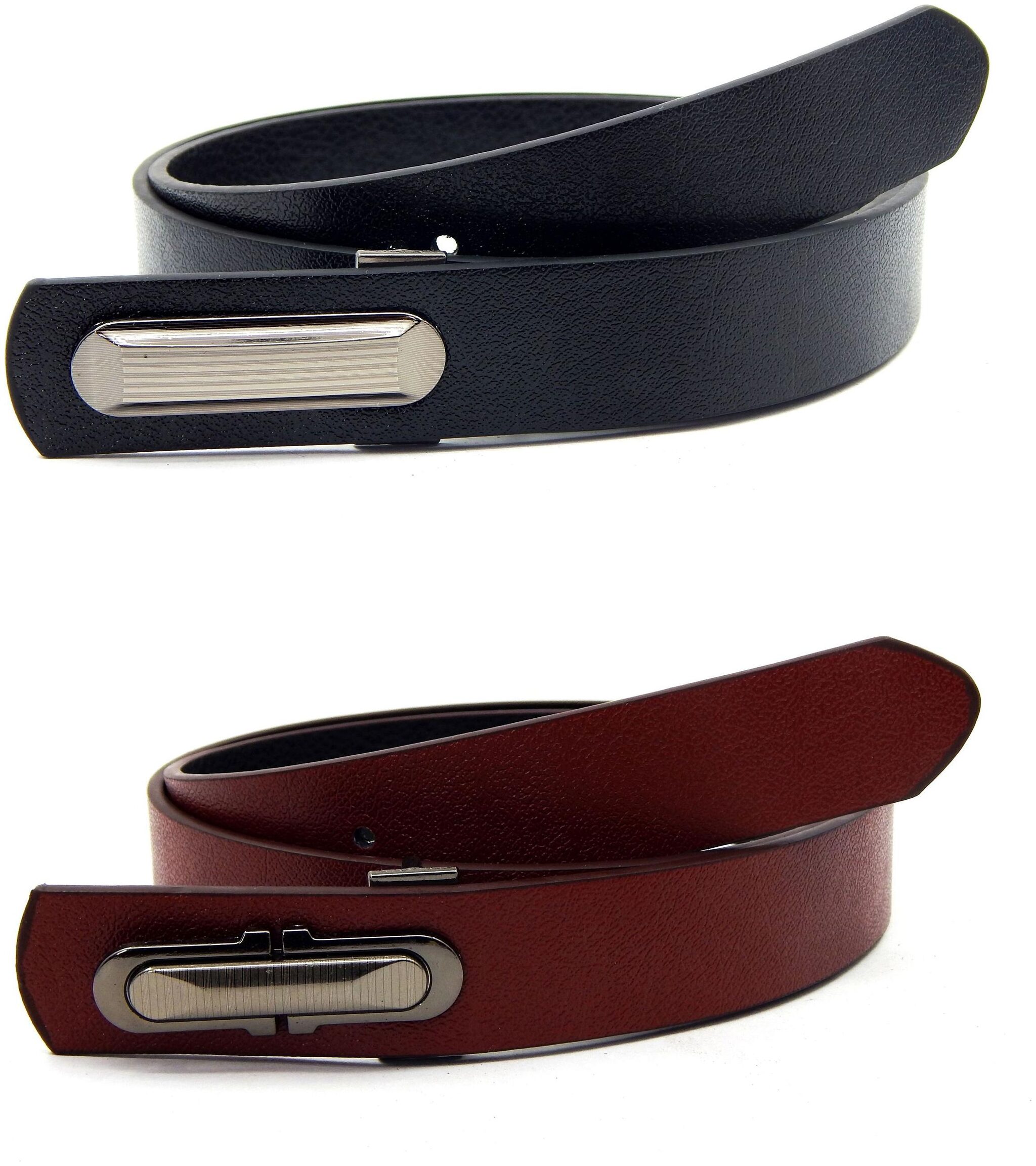 

Els Men Women Faux Leather Belt Pack Of 2 Black Tan