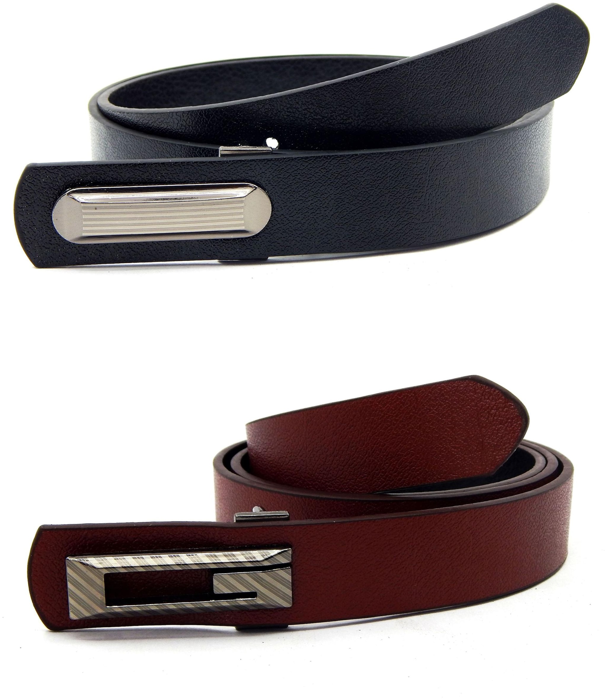 

Els Men Women Faux Leather Belt Pack Of 2 Black Tan