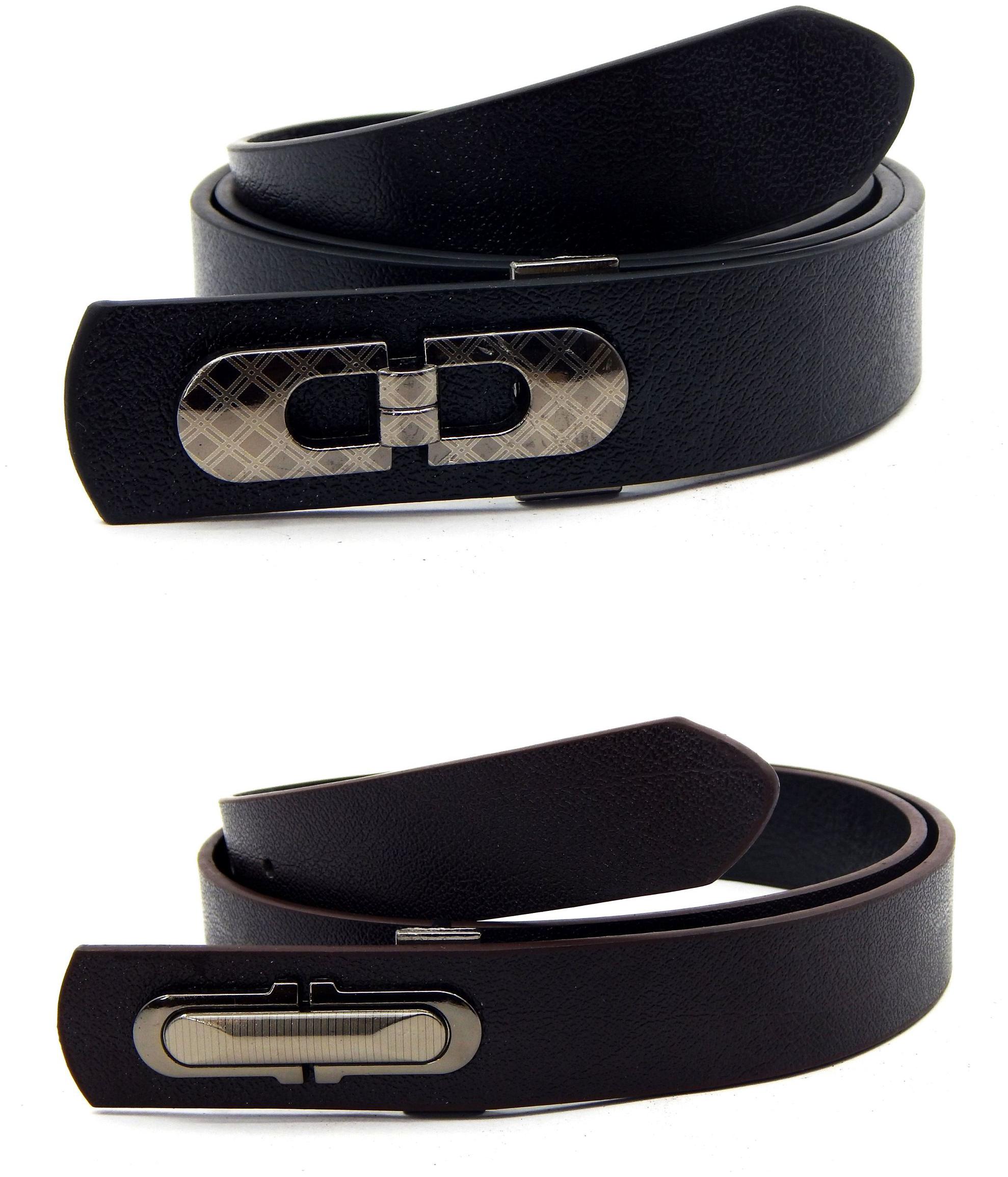 

Els Men Women Faux Leather Belt Pack Of 2 Black Brown