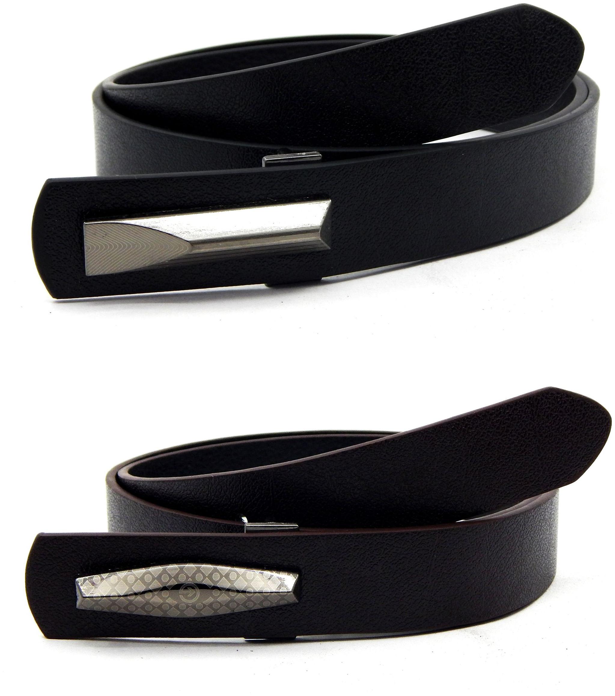 

Els Men Women Faux Leather Belt Pack Of 2 Black Brown