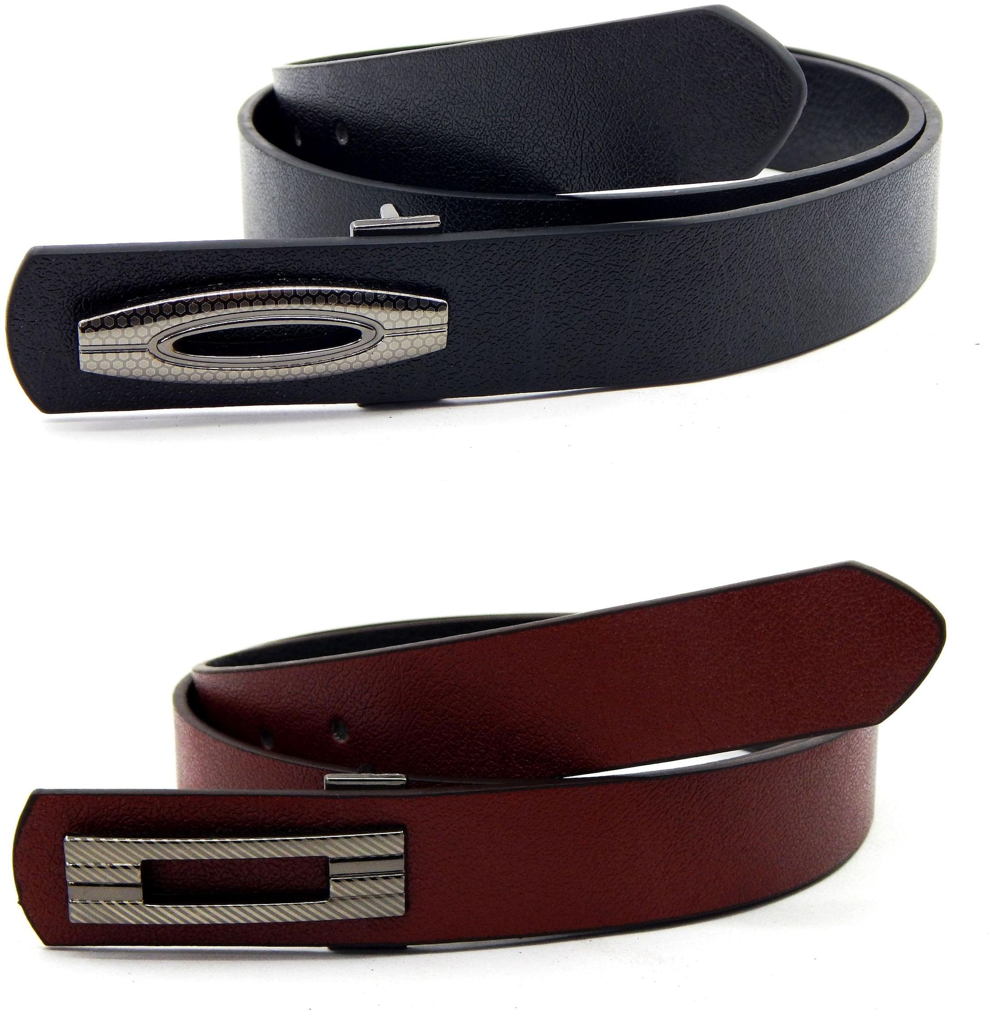 

Els Men Women Faux Leather Belt Pack Of 2 Black Tan