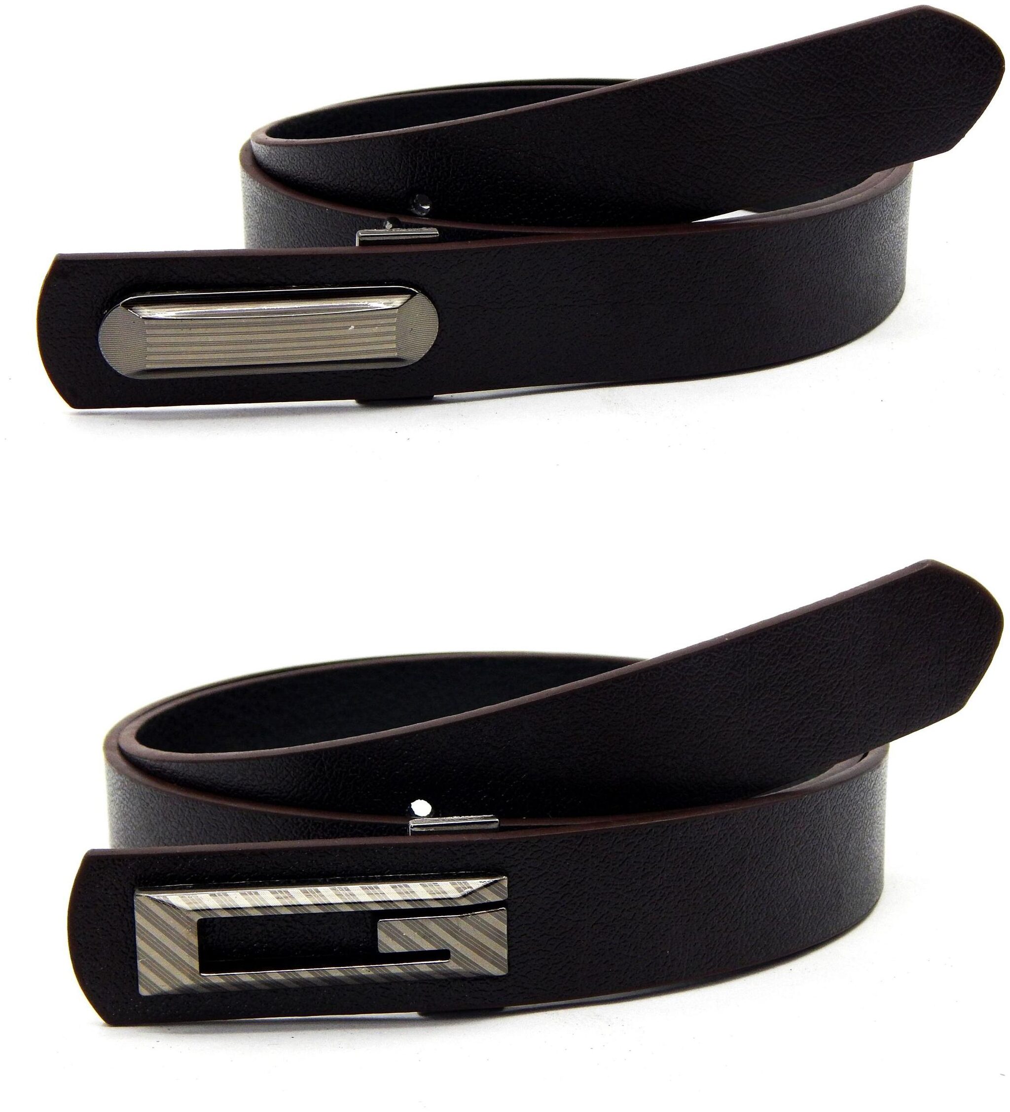 

Els Men Women Faux Leather Belt Pack Of 2 Black Brown